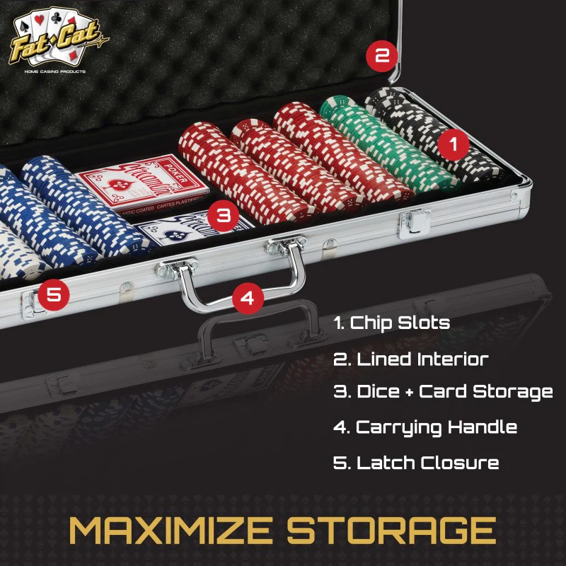 Fat Cat 500Ct Texas Hold'Em Poker Chip Set - Image 5