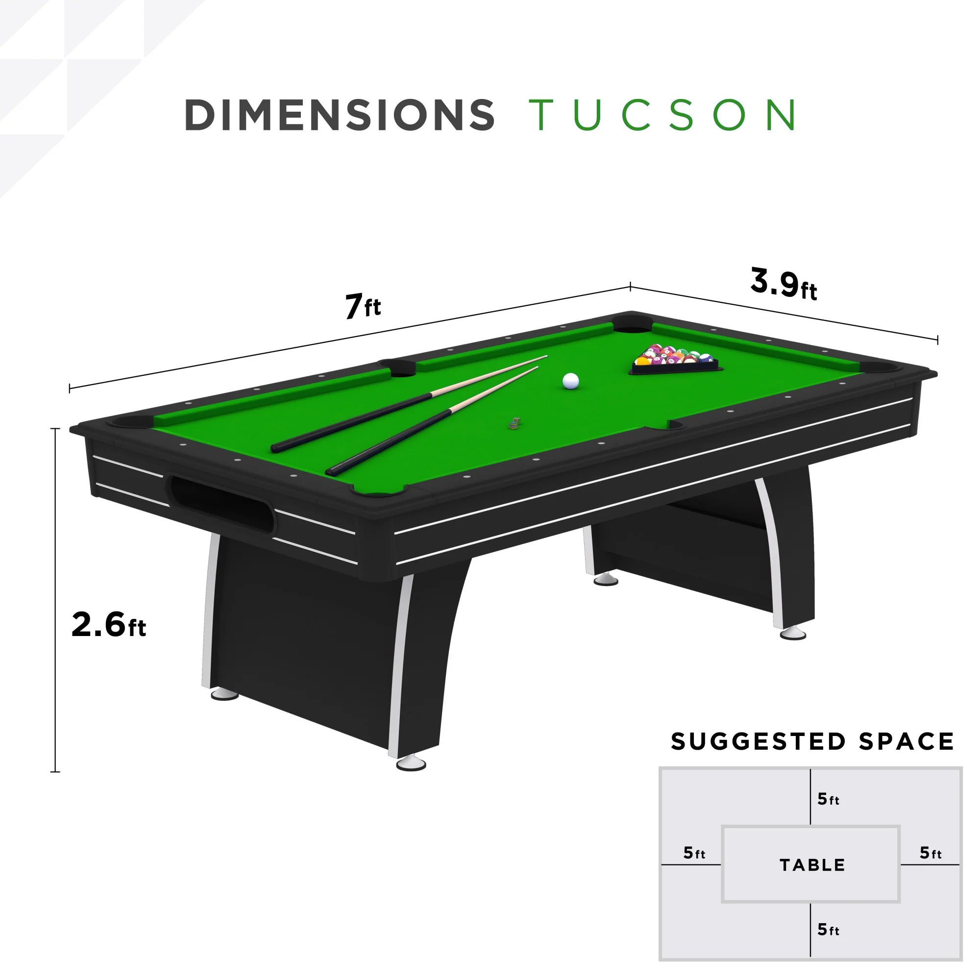 Fat Cat Tucson 7' Pool Table with Green Playing Surface - Image 5