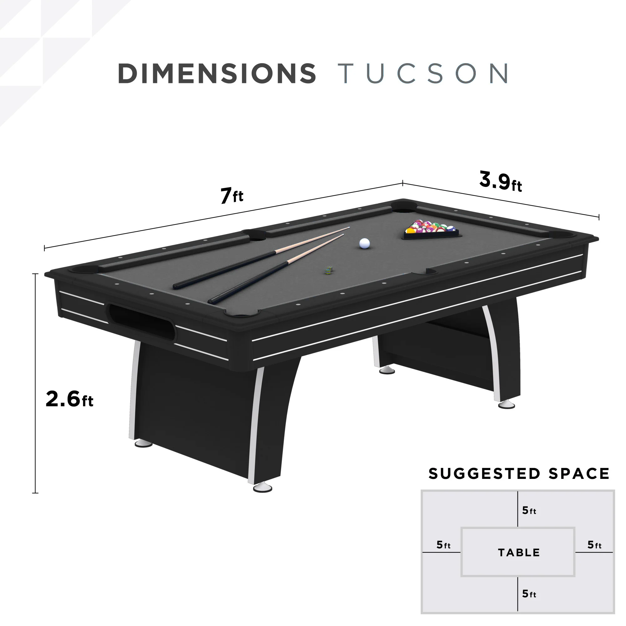 Fat Cat Tucson 7' Pool Table with Grey Playing Surface - Image 3