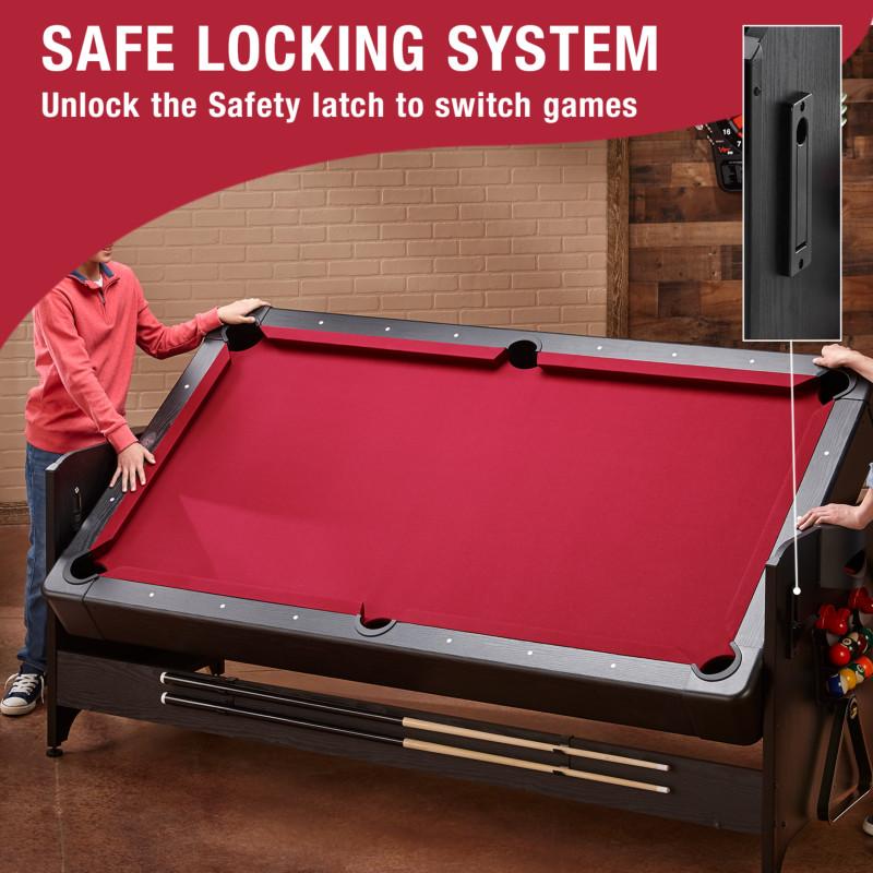 Fat Cat Original 3-in-1 Burgundy 7' Pockey™ Multi-Game Table - Image 6