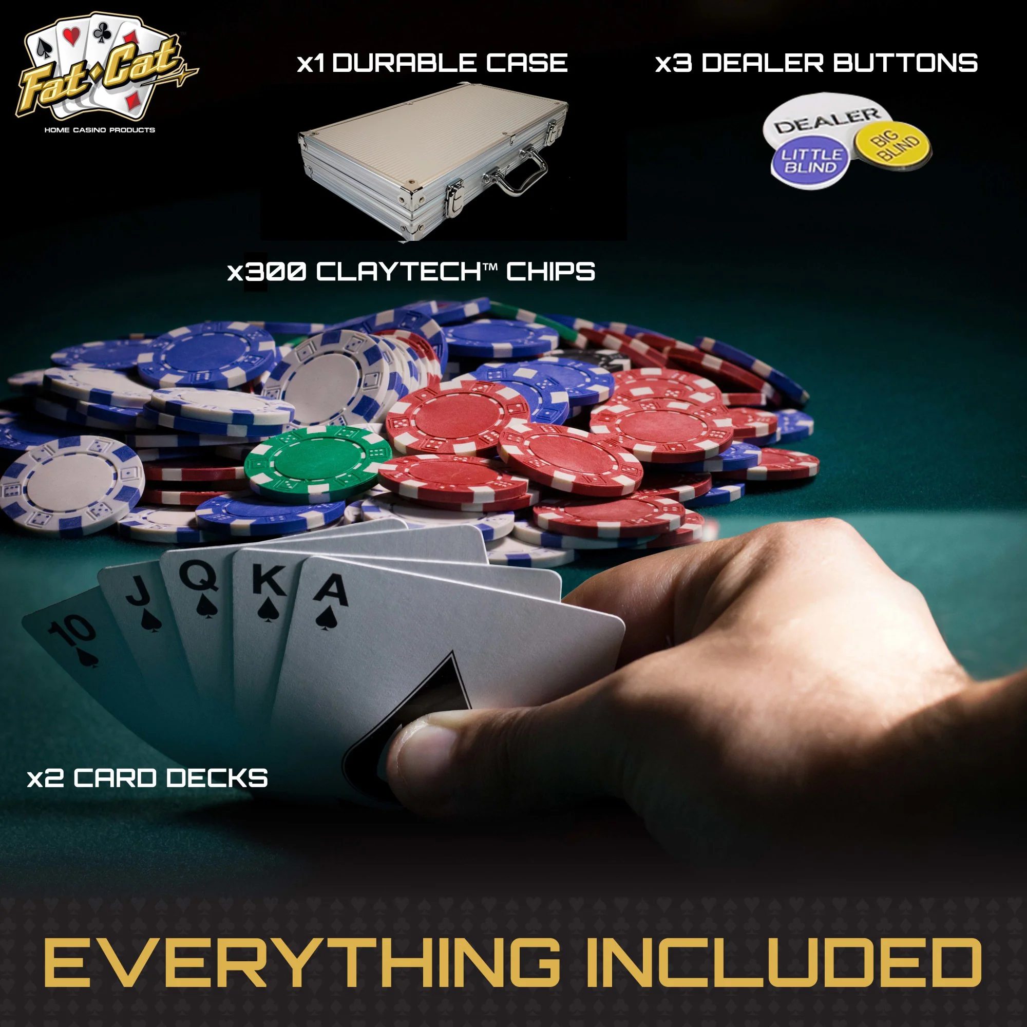 Fat Cat 300Ct Texas Hold'Em Poker Chip Set - Image 3