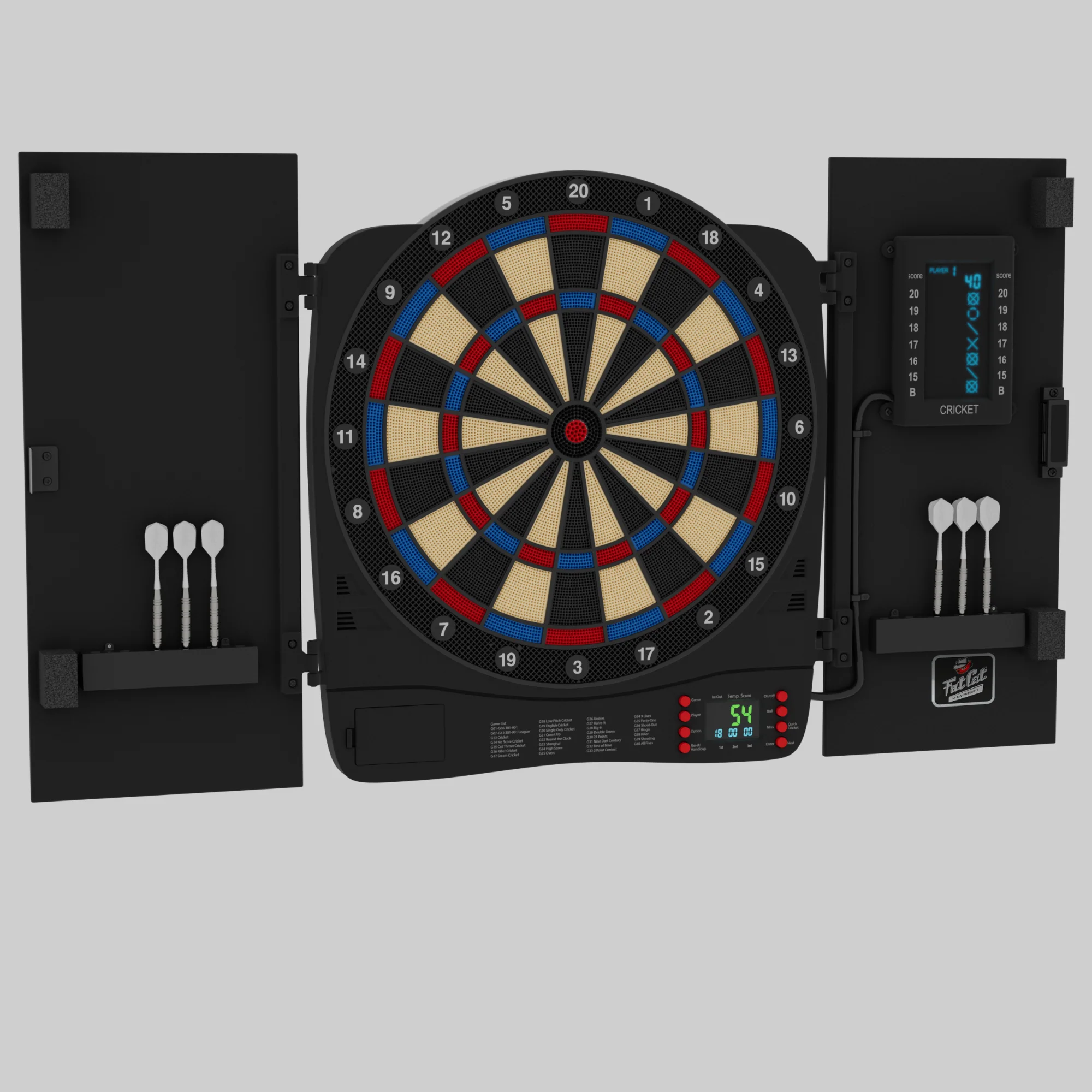 Fat Cat Cam Electronic Dartboard, 13.5" Compact Target Dartboard Cabinet - Image 3