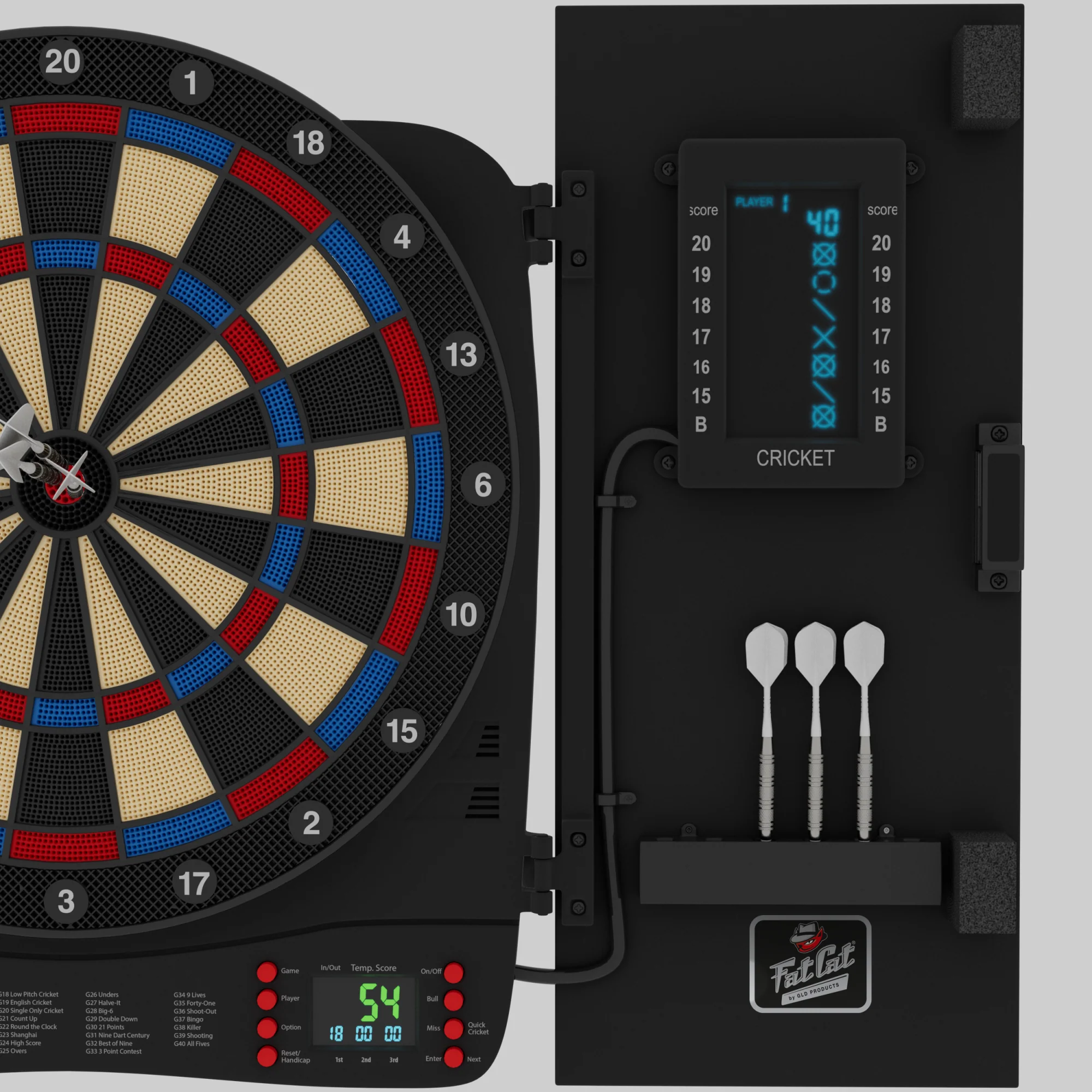 Fat Cat Cam Electronic Dartboard, 13.5" Compact Target Dartboard Cabinet - Image 5