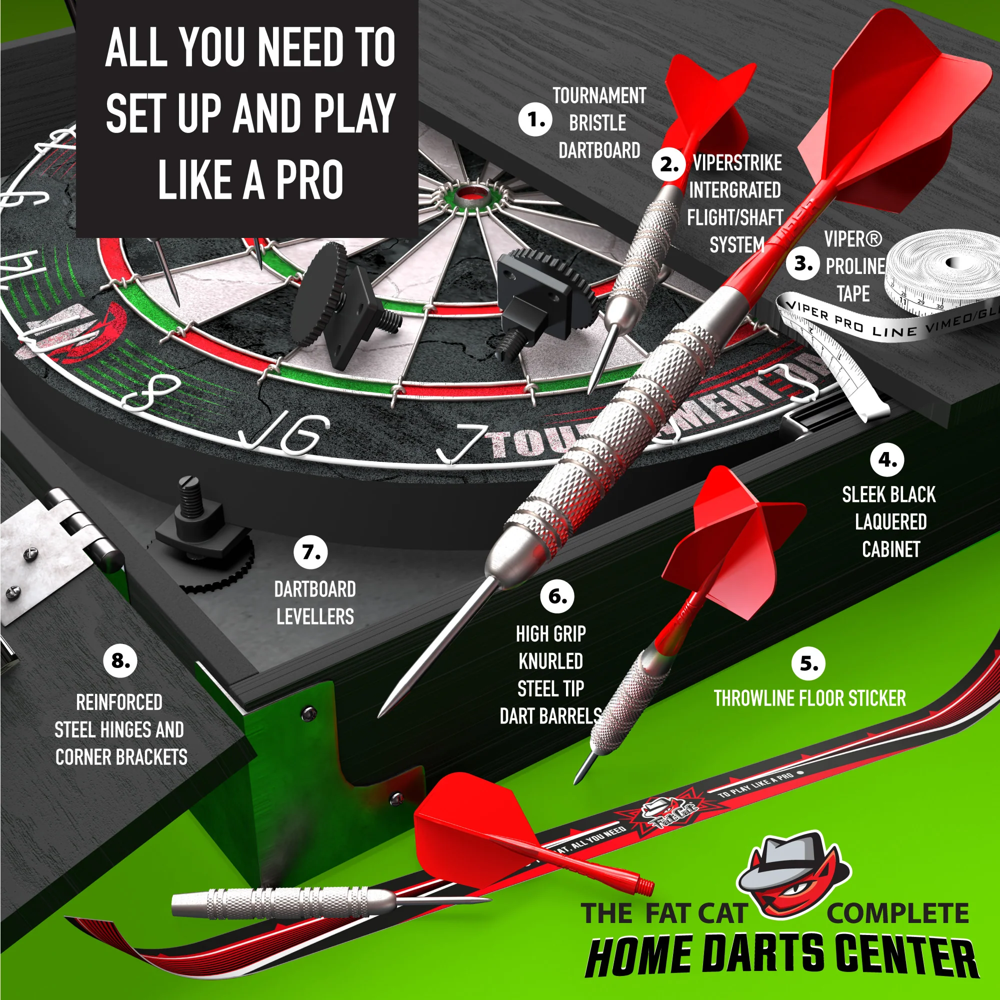 Fat Cat Complete Home Darts Center | The Ultimate All-in-One Dartboard Solution - Image 5