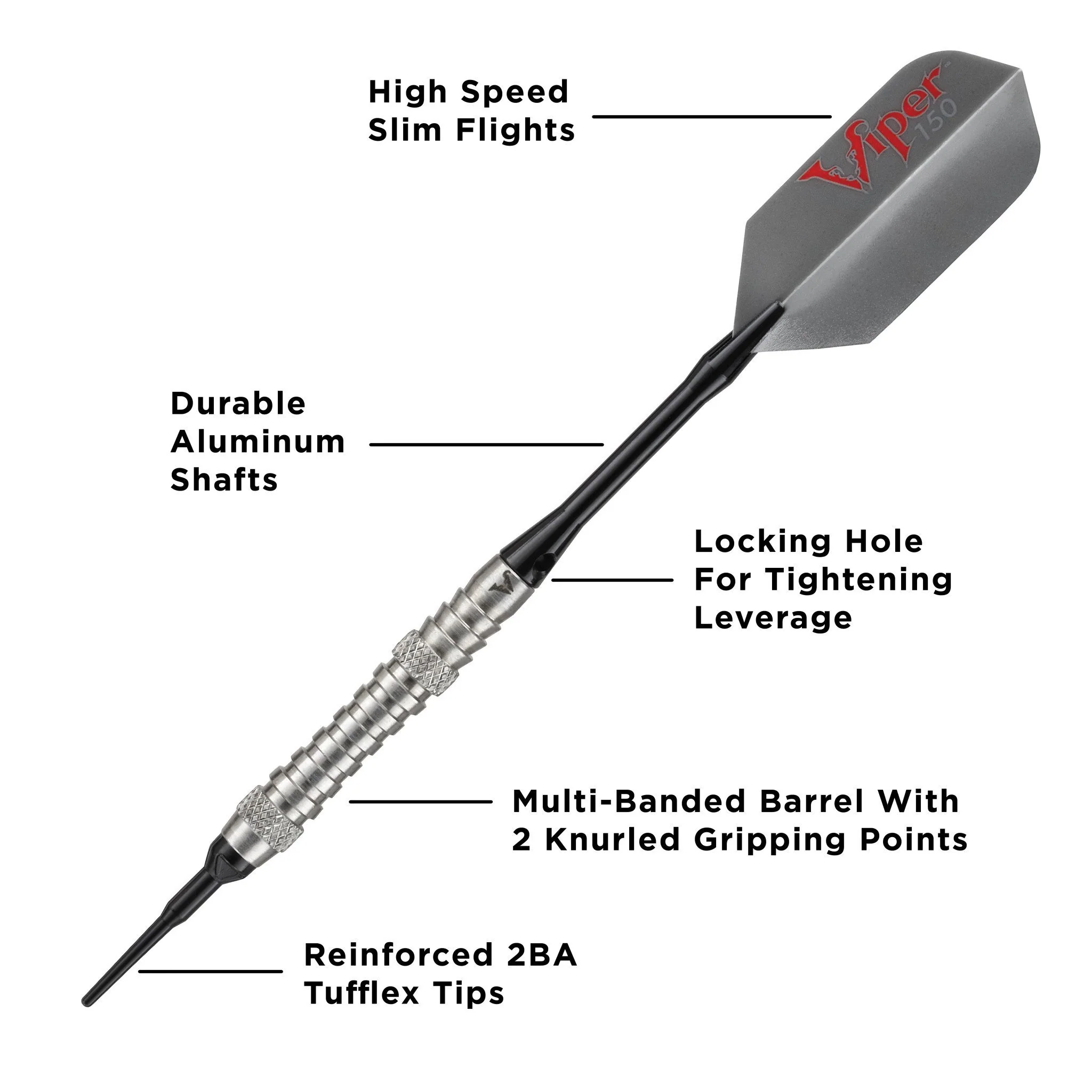 [OPEN BOX]  Viper V-Factor Darts 90% Tungsten Soft Tip Darts Grooved Barrel 18 Grams - Image 2