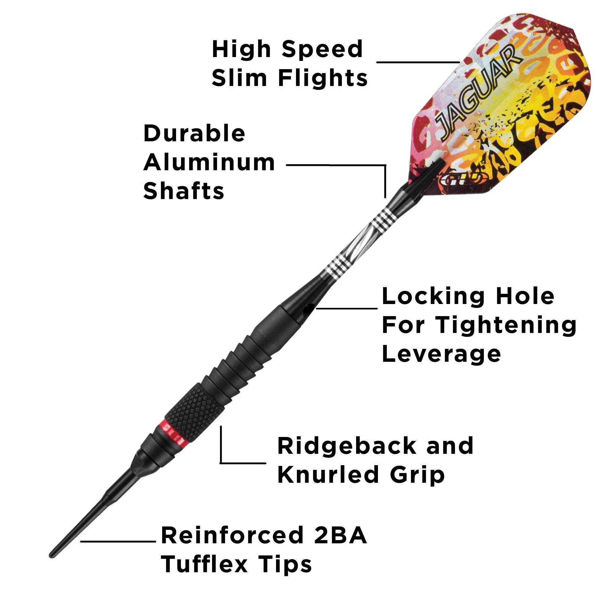 [OPEN BOX]  Viper Jaguar Darts 80% Tungsten Soft Tip Darts 1 Small Knurled Ring 18 Grams - Image 2