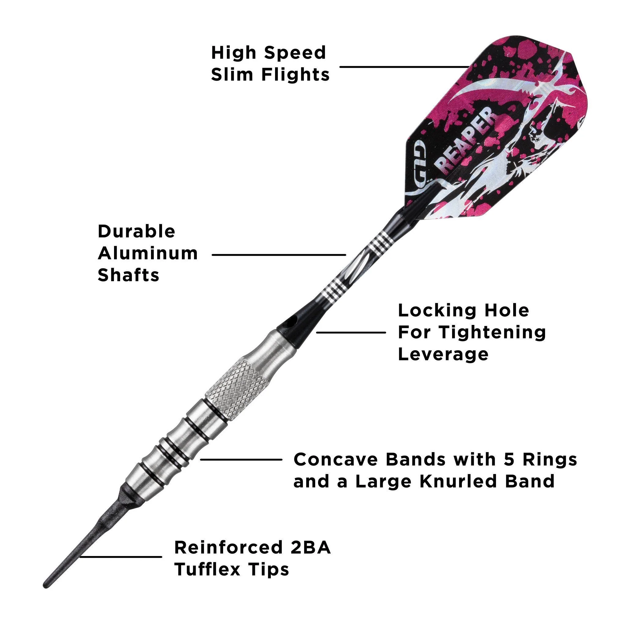 [OPEN BOX]  Viper Grim Reaper Darts 80% Tungsten Soft Tip Darts Black Rings - Image 2
