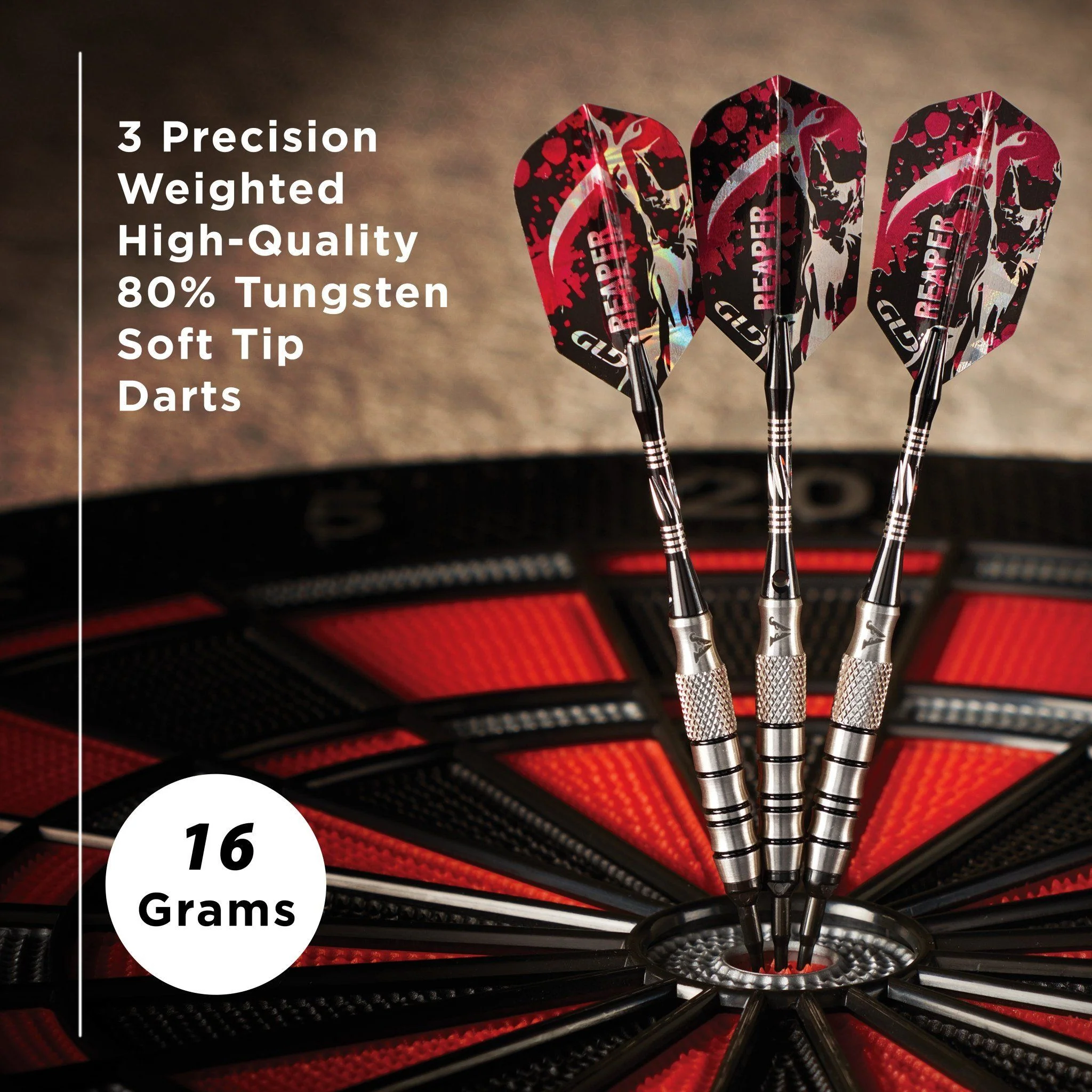[OPEN BOX]  Viper Grim Reaper Darts 80% Tungsten Soft Tip Darts Black Rings - Image 6