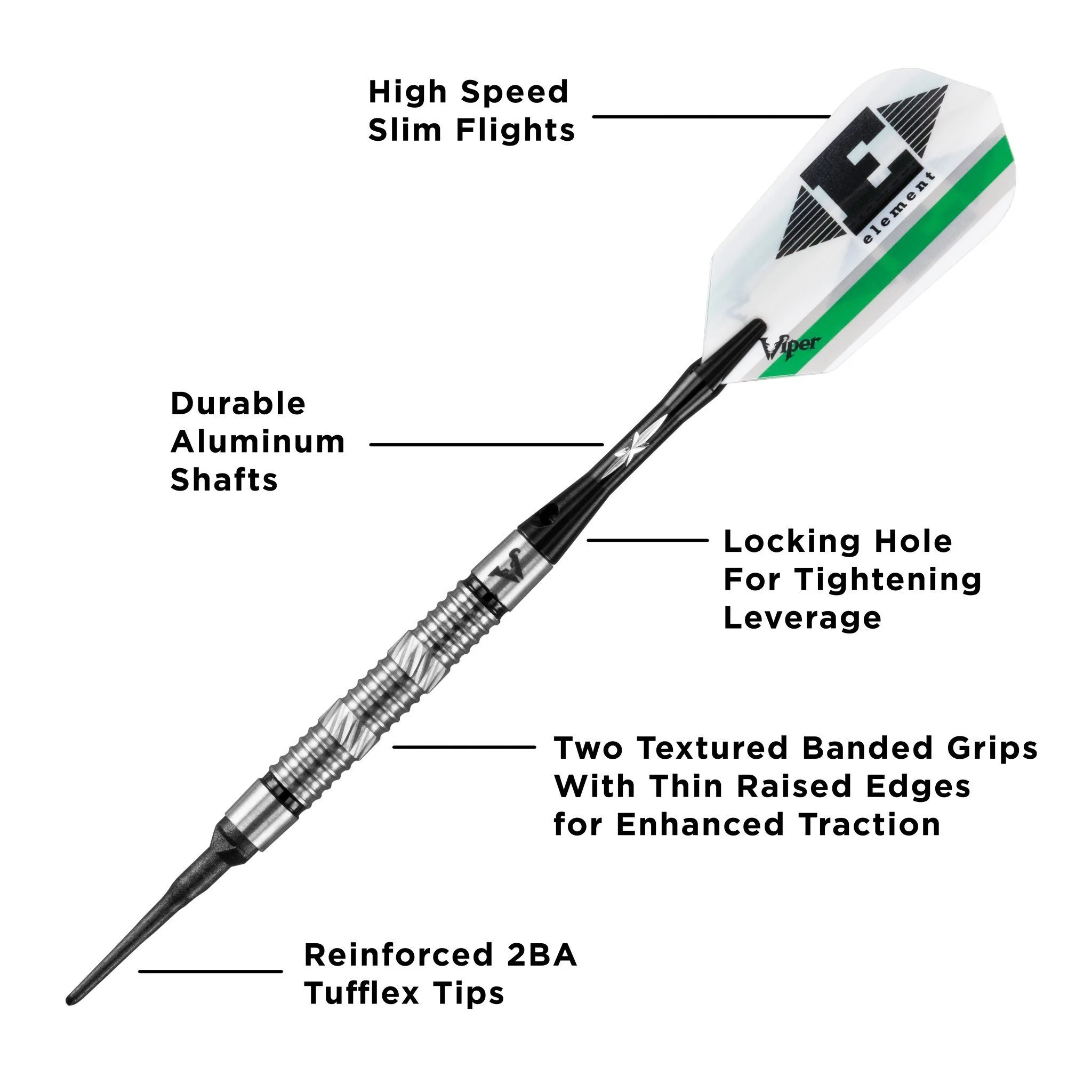 [OPEN BOX]  Viper Element Darts 90% Tungsten Soft Tip Darts Grooved Barrel 18 Grams - Image 2