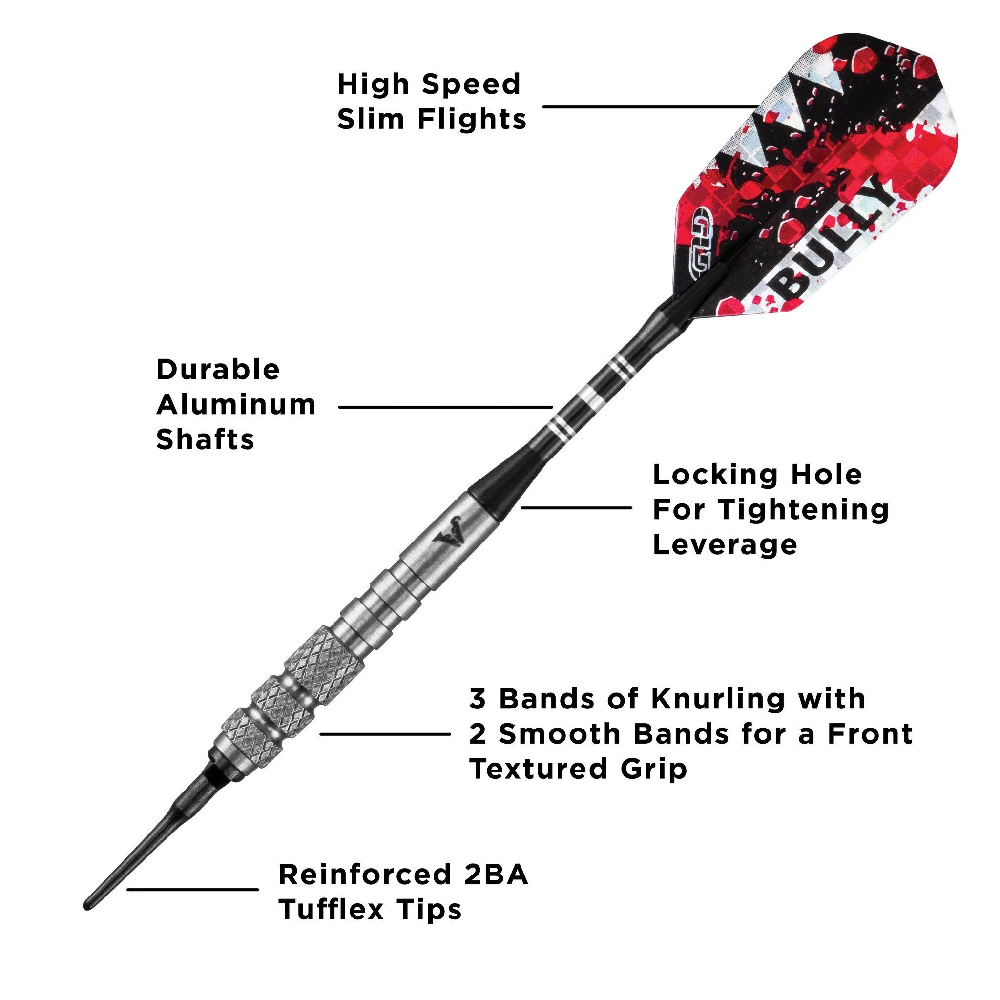 [OPEN BOX]  Viper Bully Darts 80% Tungsten Soft Tip Darts 3 Knurled Rings 18 Grams - Image 2