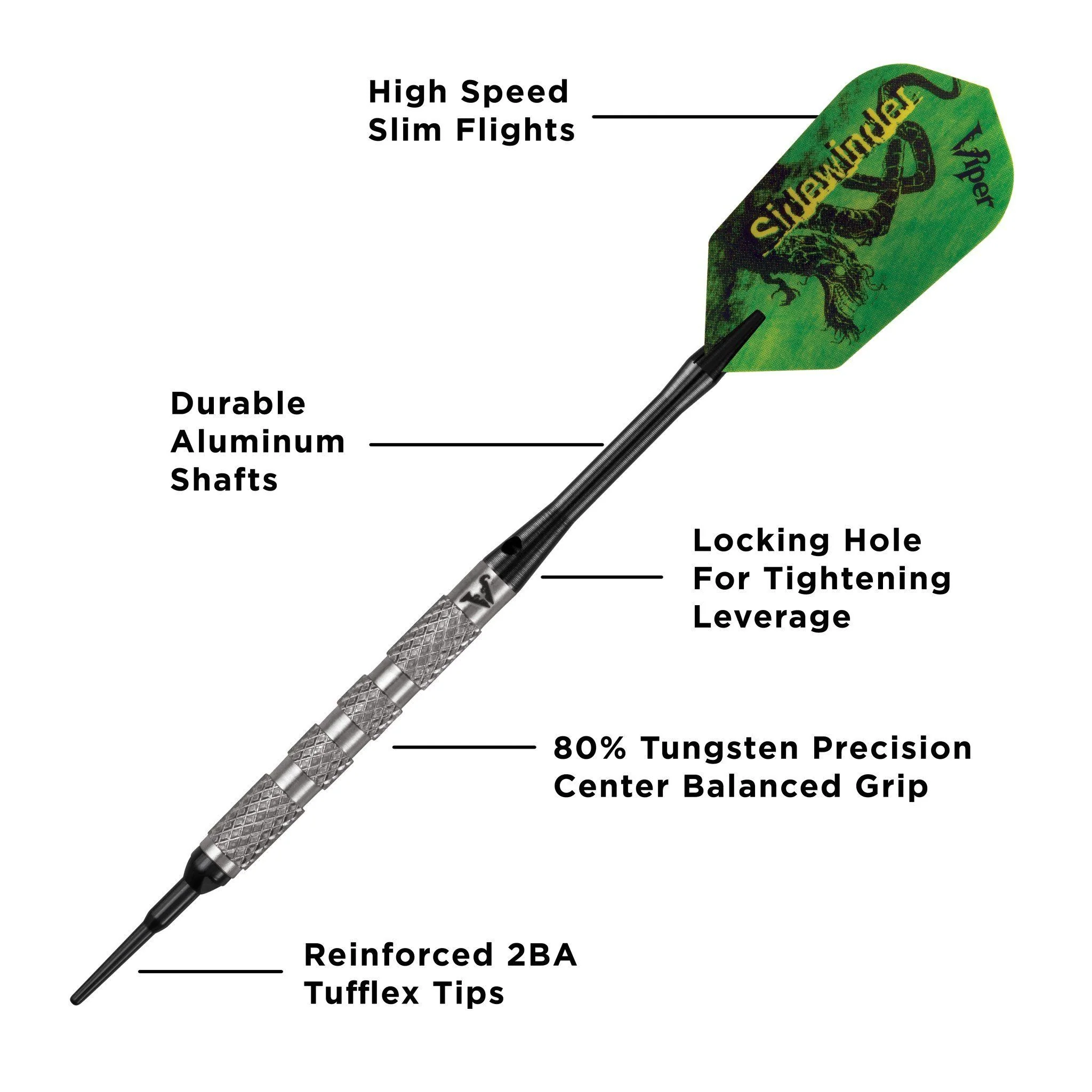 [OPEN BOX]  Viper Sidewinder Darts 80% Tungsten Soft Tip Darts Knurled Barrel 18 Grams - Image 2