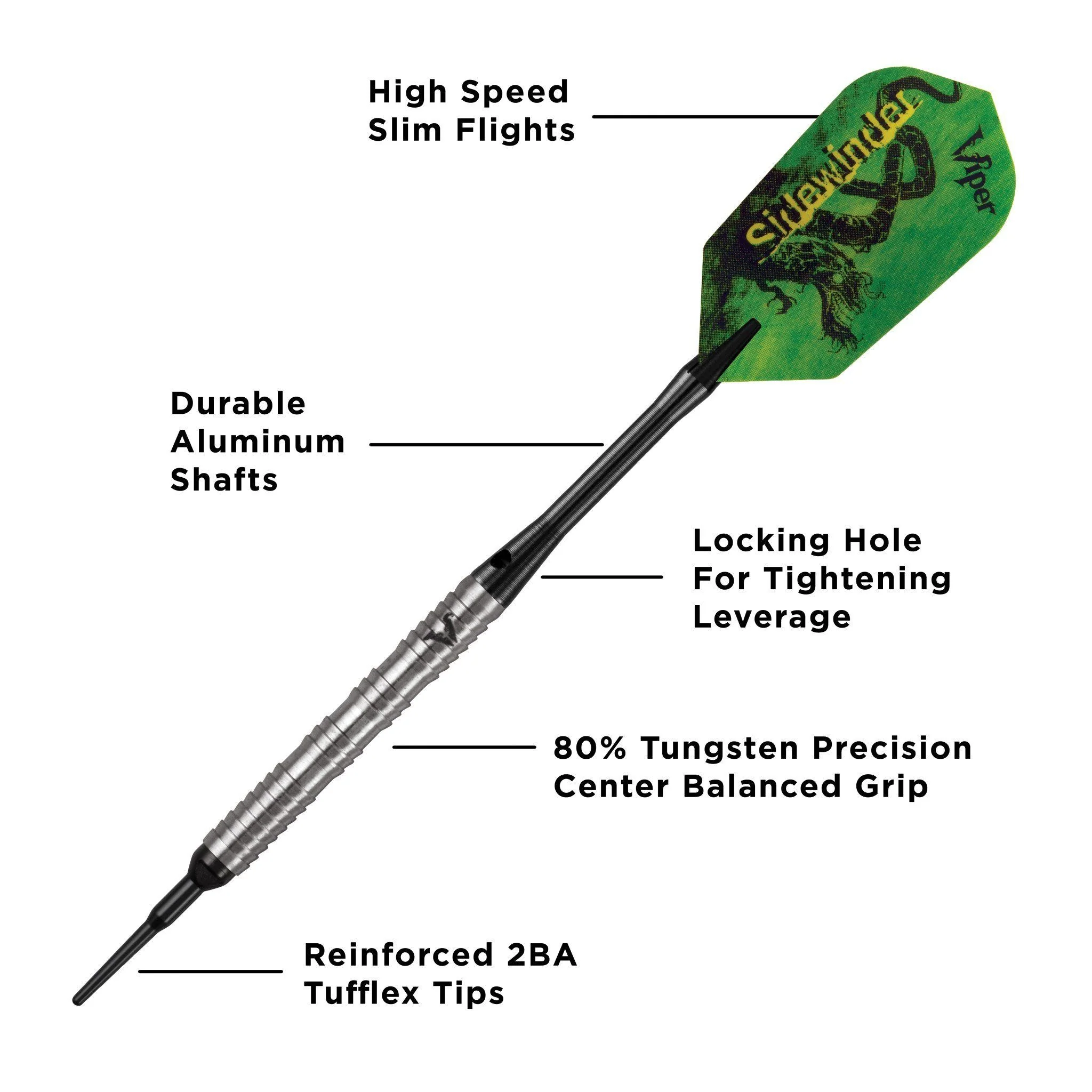 [OPEN BOX]  Viper Sidewinder Darts 80% Tungsten Soft Tip Darts Shark Fin Barrel 18 Grams - Image 2