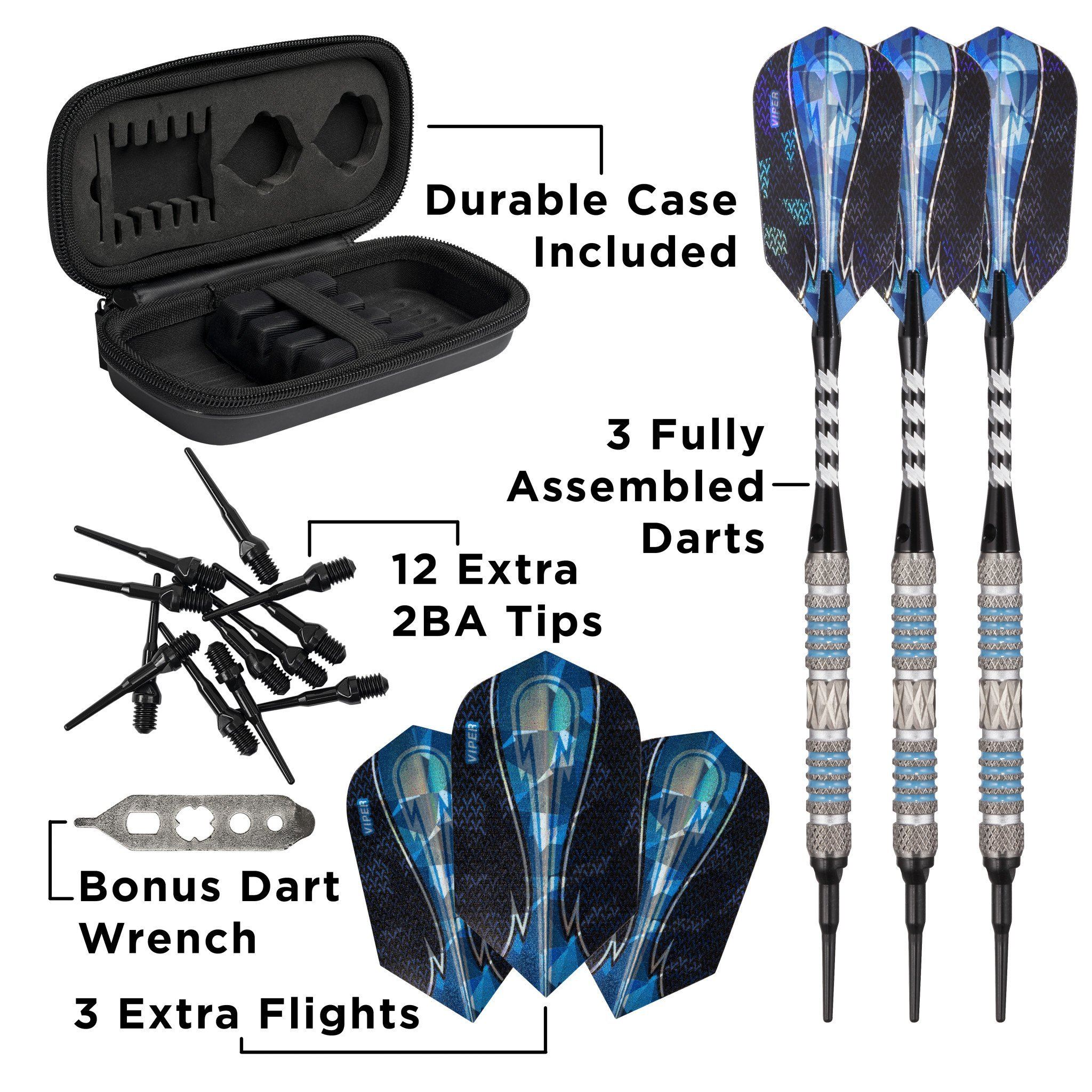 [OPEN BOX]  Viper Astro Darts 80% Tungsten Soft Tip Darts Blue Rings 16 Grams - Image 4