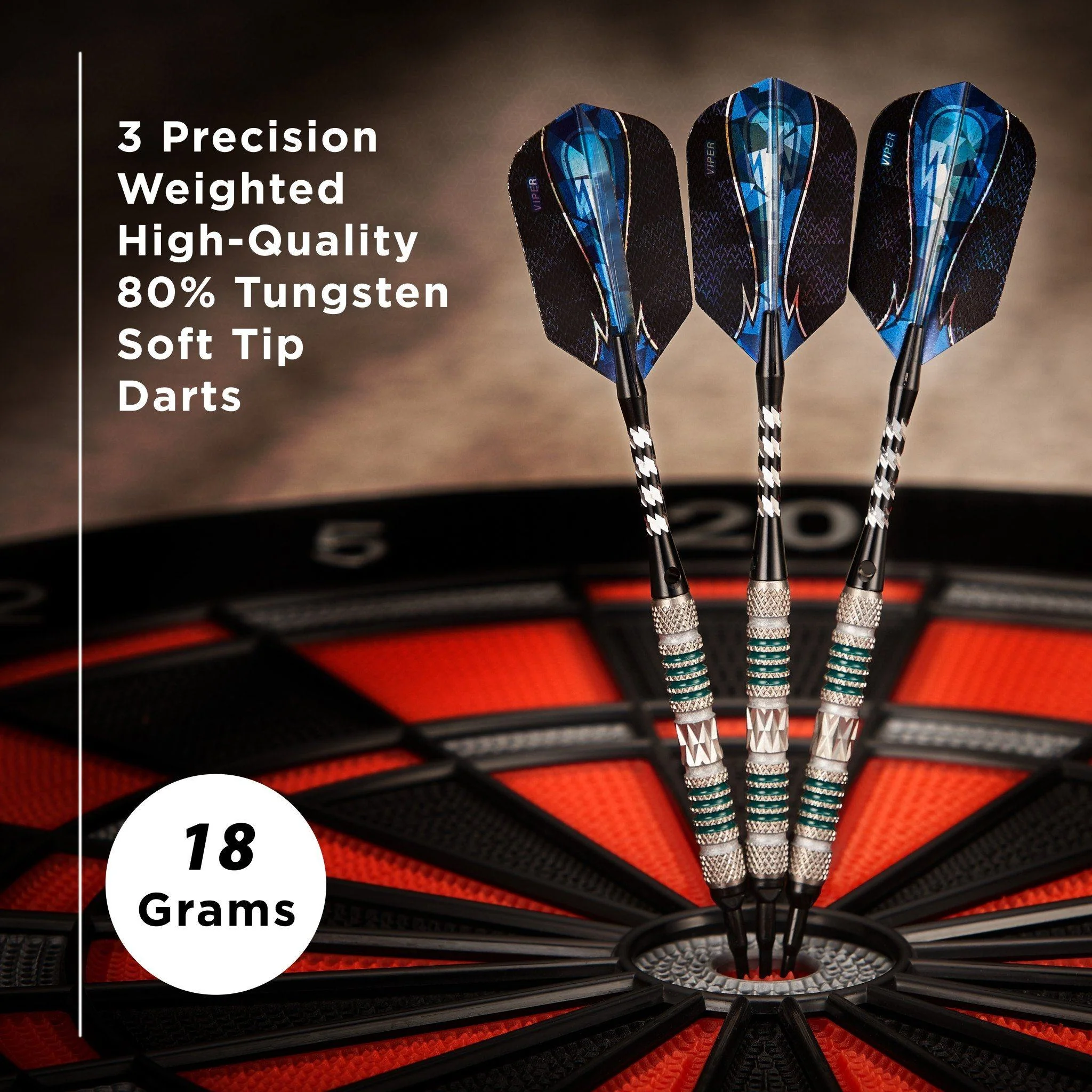 [OPEN BOX]  Viper Astro Darts 80% Tungsten Soft Tip Darts Green Rings 18 Grams - Image 6