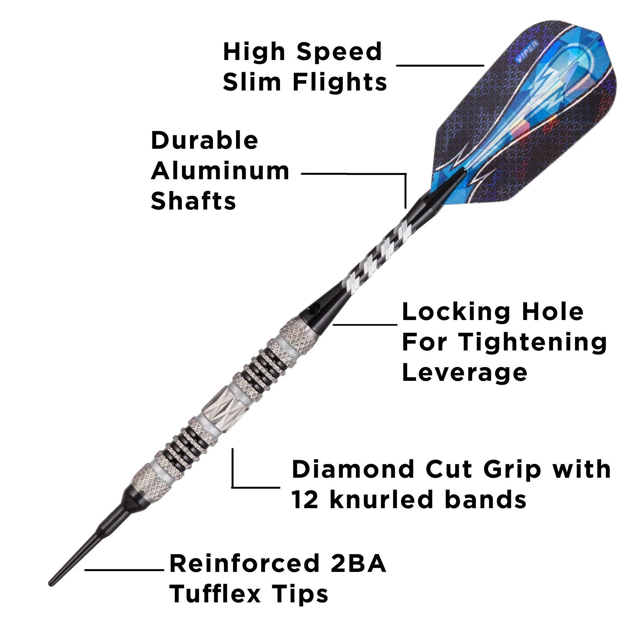 [OPEN BOX]  Viper Astro Darts 80% Tungsten Soft Tip Darts Black Rings - Image 2