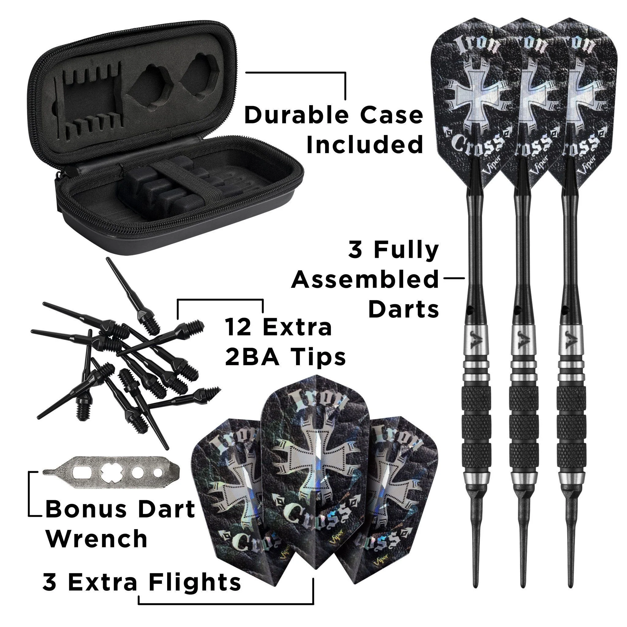 [OPEN BOX]  Viper Desperado 80% Tungsten Iron Cross Soft Tip Darts 3 Knurled Rings 18 Grams - Image 4