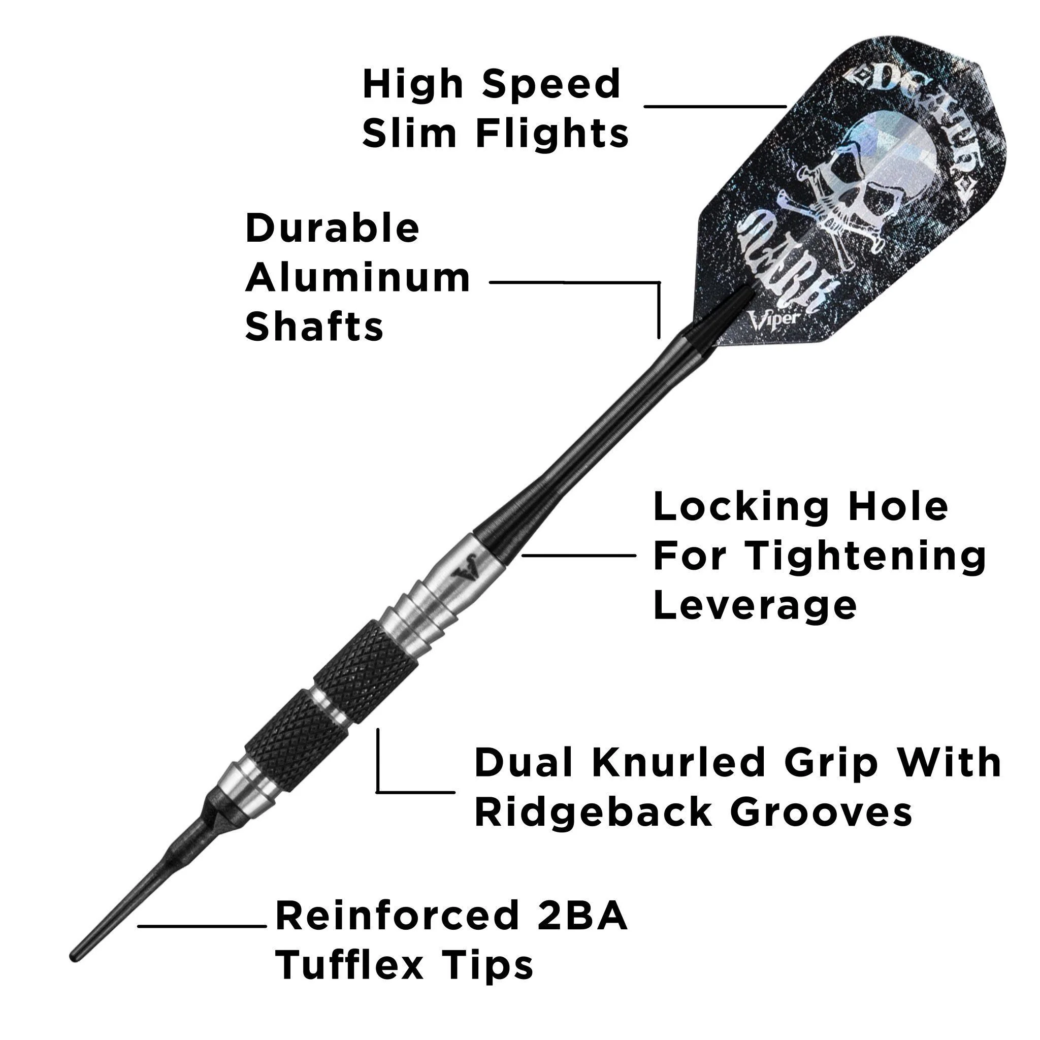 [OPEN BOX]  Viper Desperado 80% Tungsten Death Mark Soft Tip Darts 1 Knurled Ring 18 Grams - Image 2