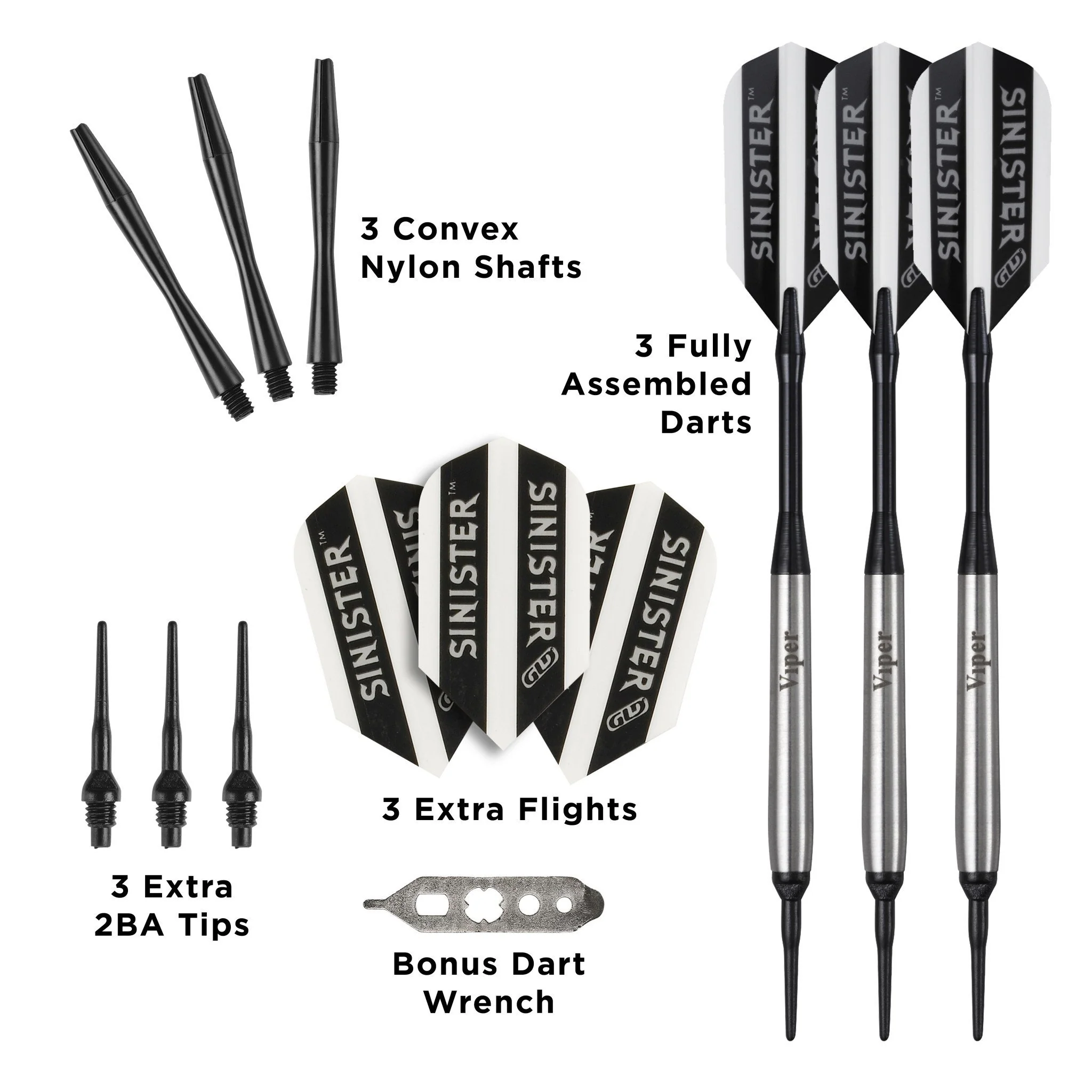[OPEN BOX]  Viper Sinister Darts 95% Tungsten Soft Tip Darts Smooth Barrel 16 Grams - Image 4