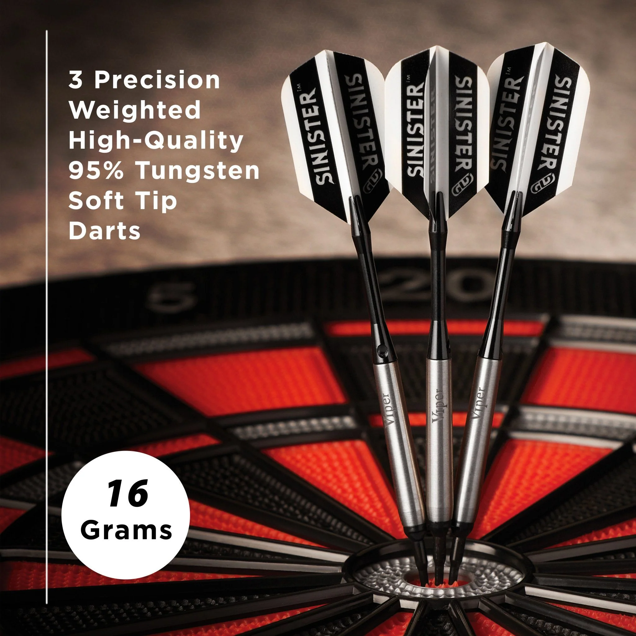 [OPEN BOX]  Viper Sinister Darts 95% Tungsten Soft Tip Darts Smooth Barrel 16 Grams - Image 6