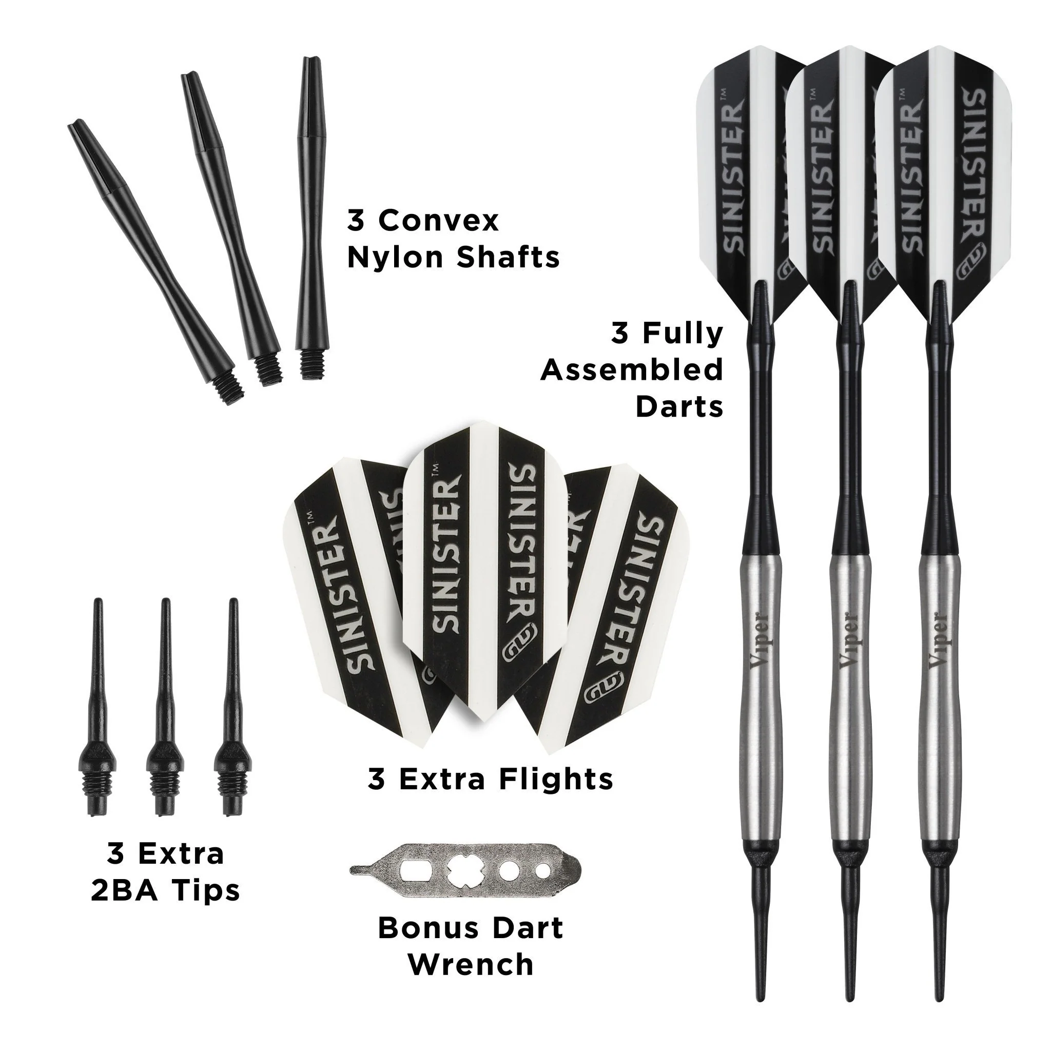[OPEN BOX]  Viper Sinister Darts 95% Tungsten Soft Tip Darts Tapered Barrel 18 Grams - Image 4