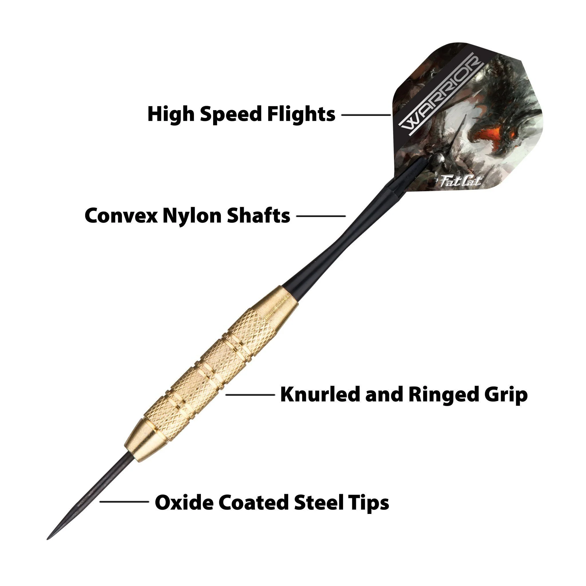 [OPEN BOX]  Fat Cat Warrior Darts Steel Tip Darts 18 Grams - Image 2