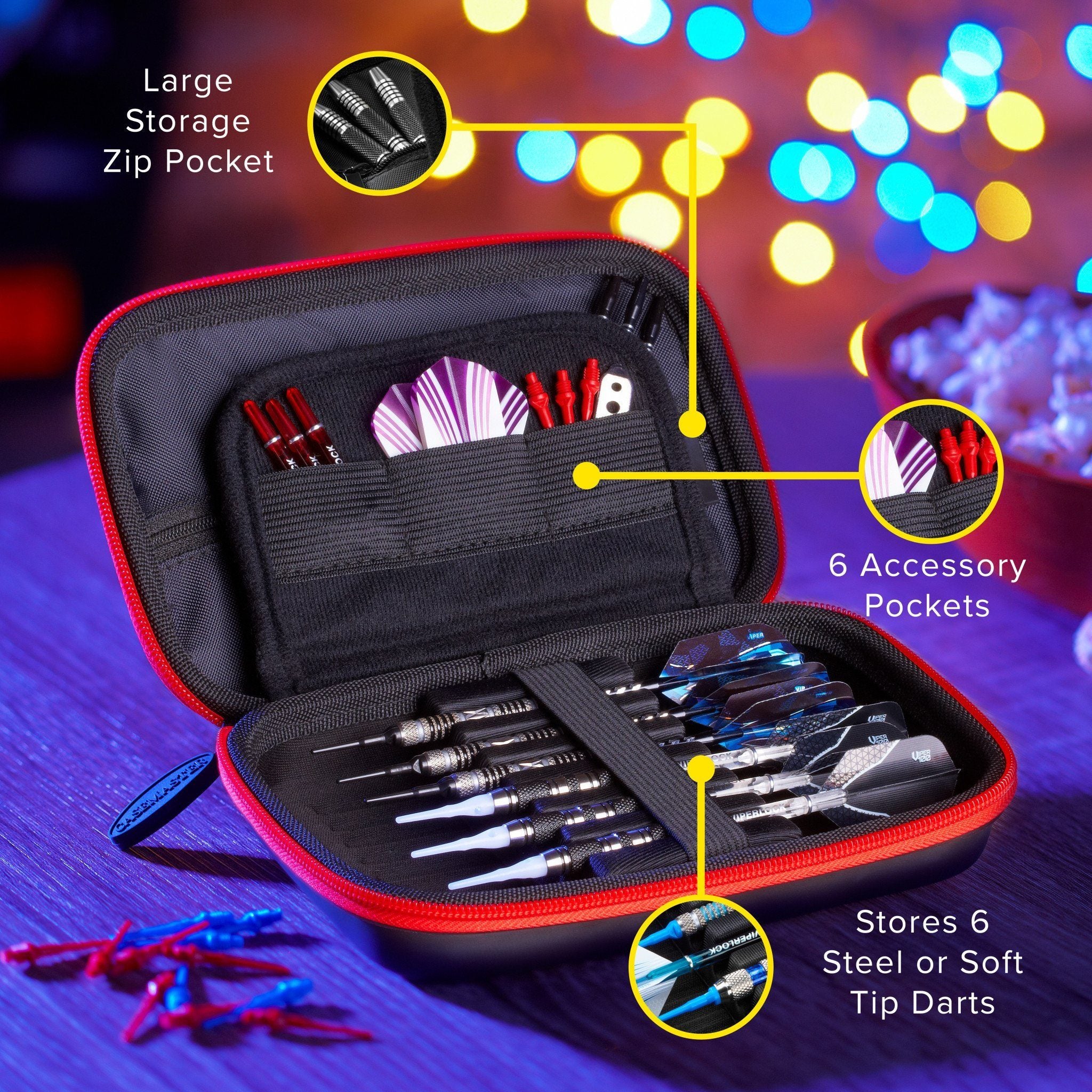 [OPEN BOX]  Casemaster Sentinel Dart Case with Red Zipper - Image 4
