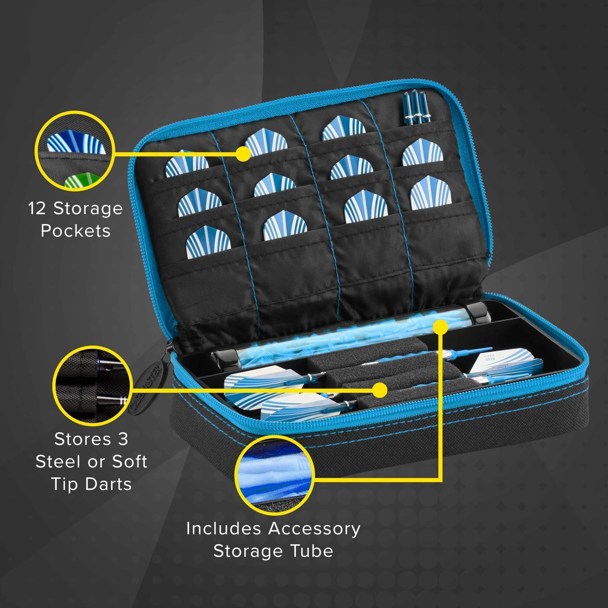 [OPEN BOX]  Casemaster Plazma Dart Case Black with Blue Trim - Image 4