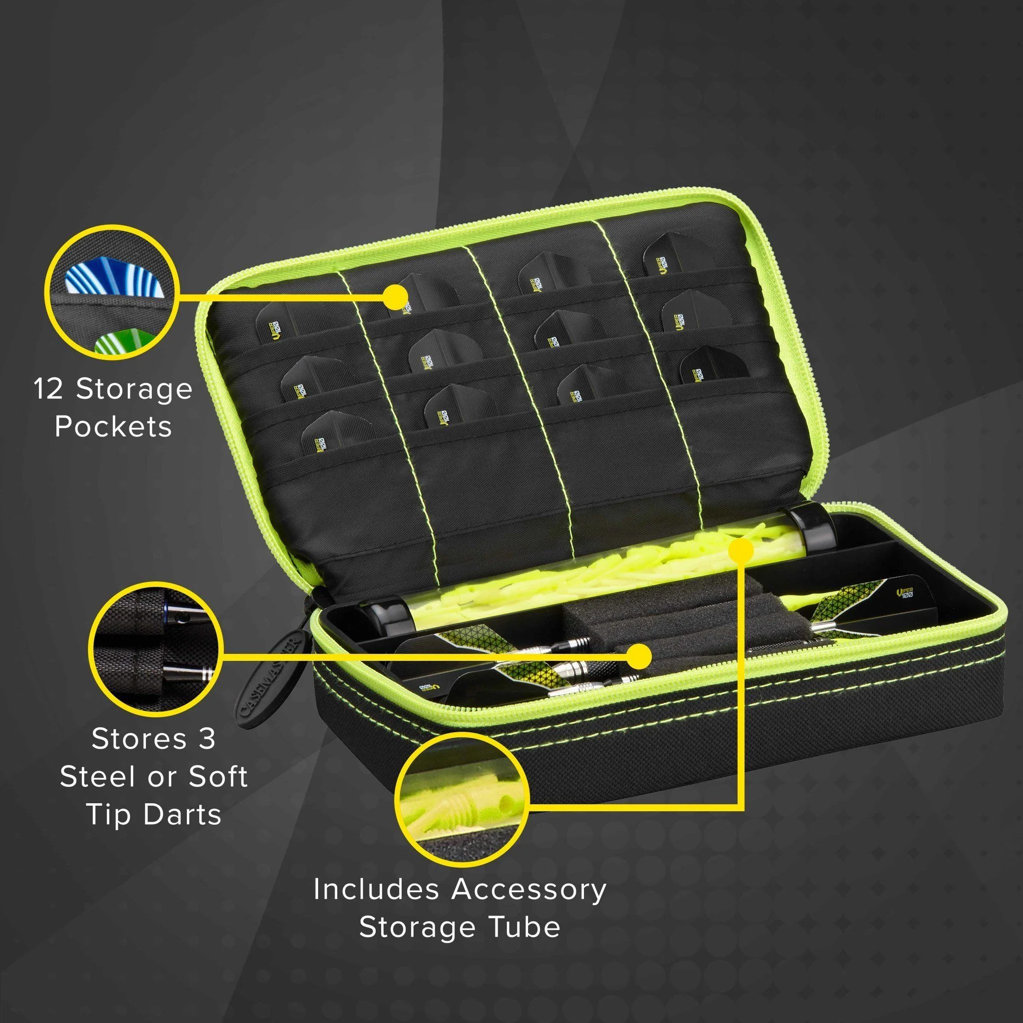[OPEN BOX]  Casemaster Plazma Dart Case Black with Yellow Trim - Image 4