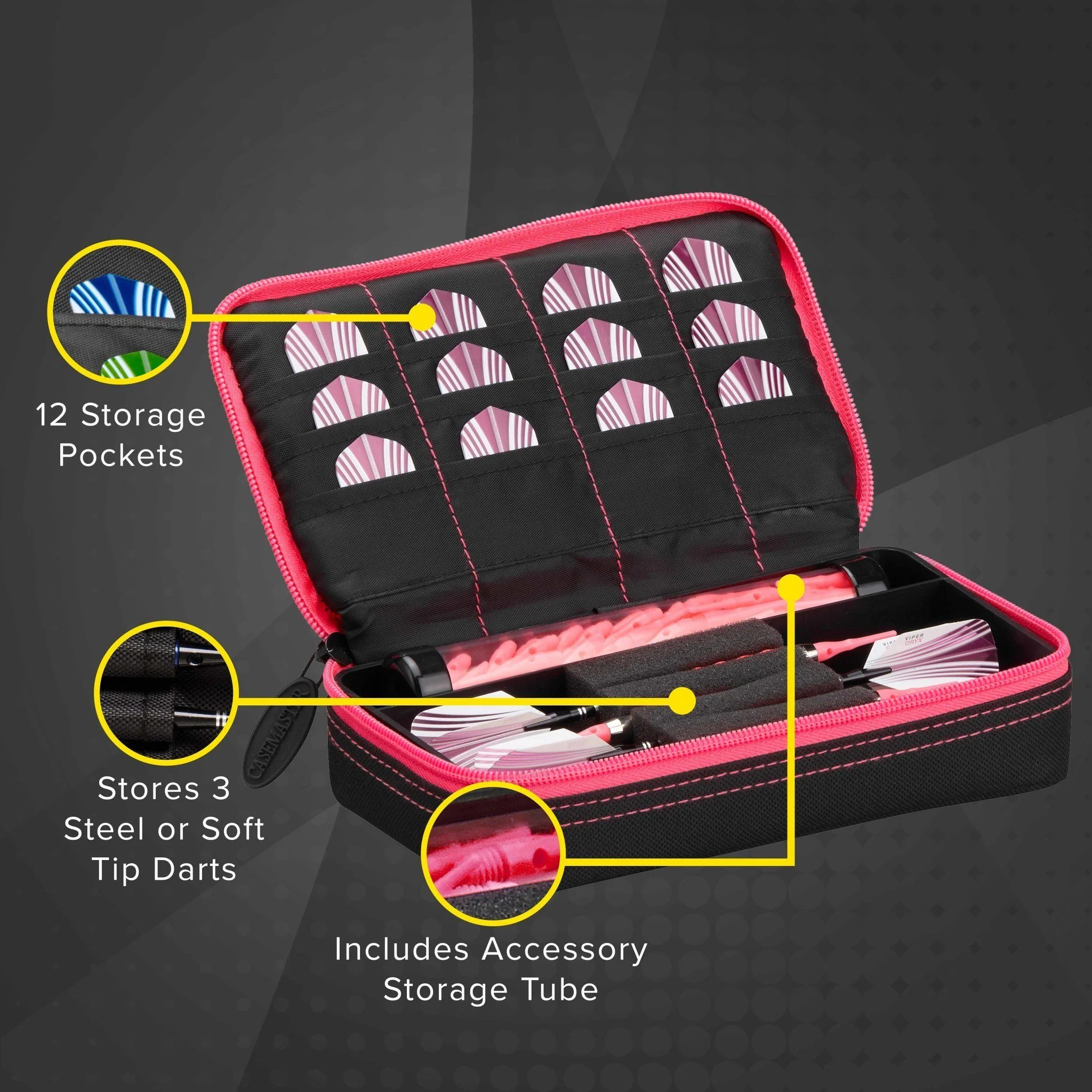 [OPEN BOX]  Casemaster Plazma Dart Case Black with Pink Trim - Image 4