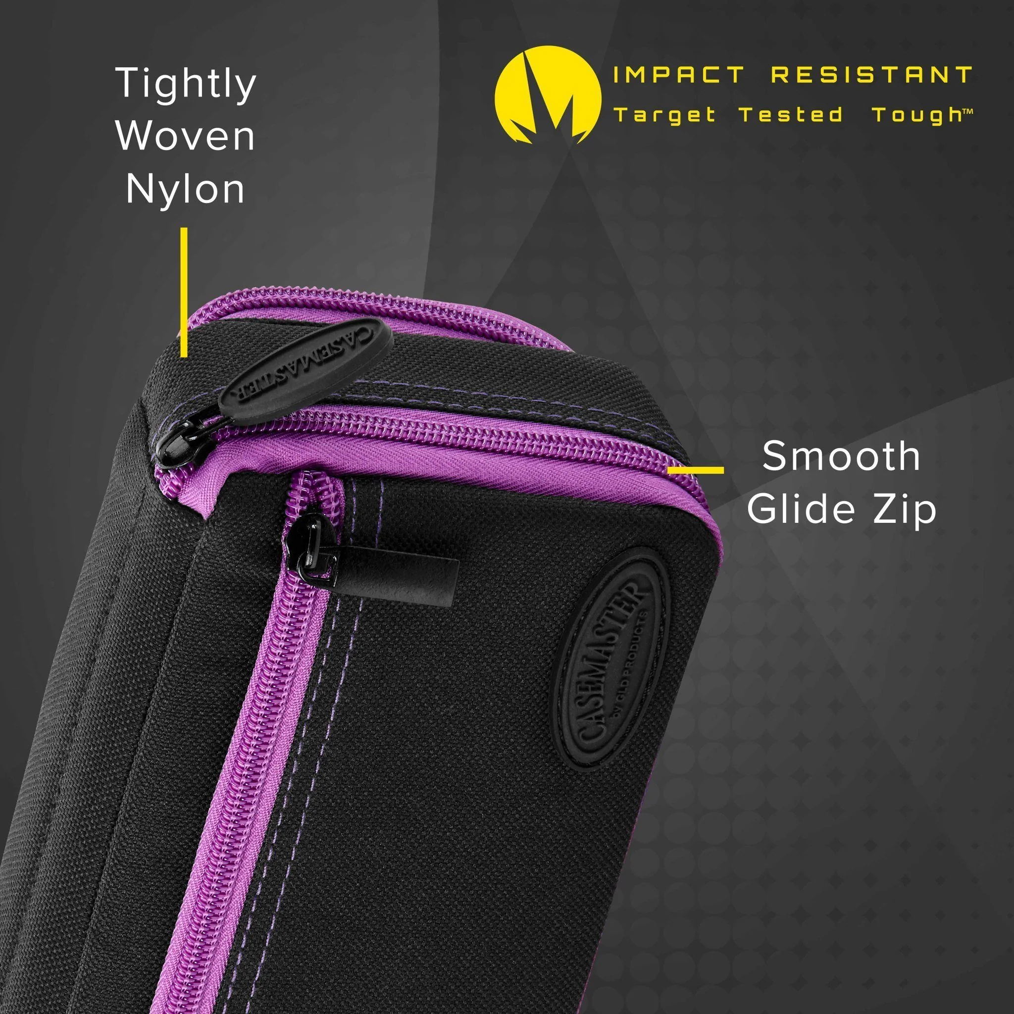 [OPEN BOX]  Casemaster Plazma Plus Dart Case Black with Amethyst Zipper and Phone Pocket - Image 5