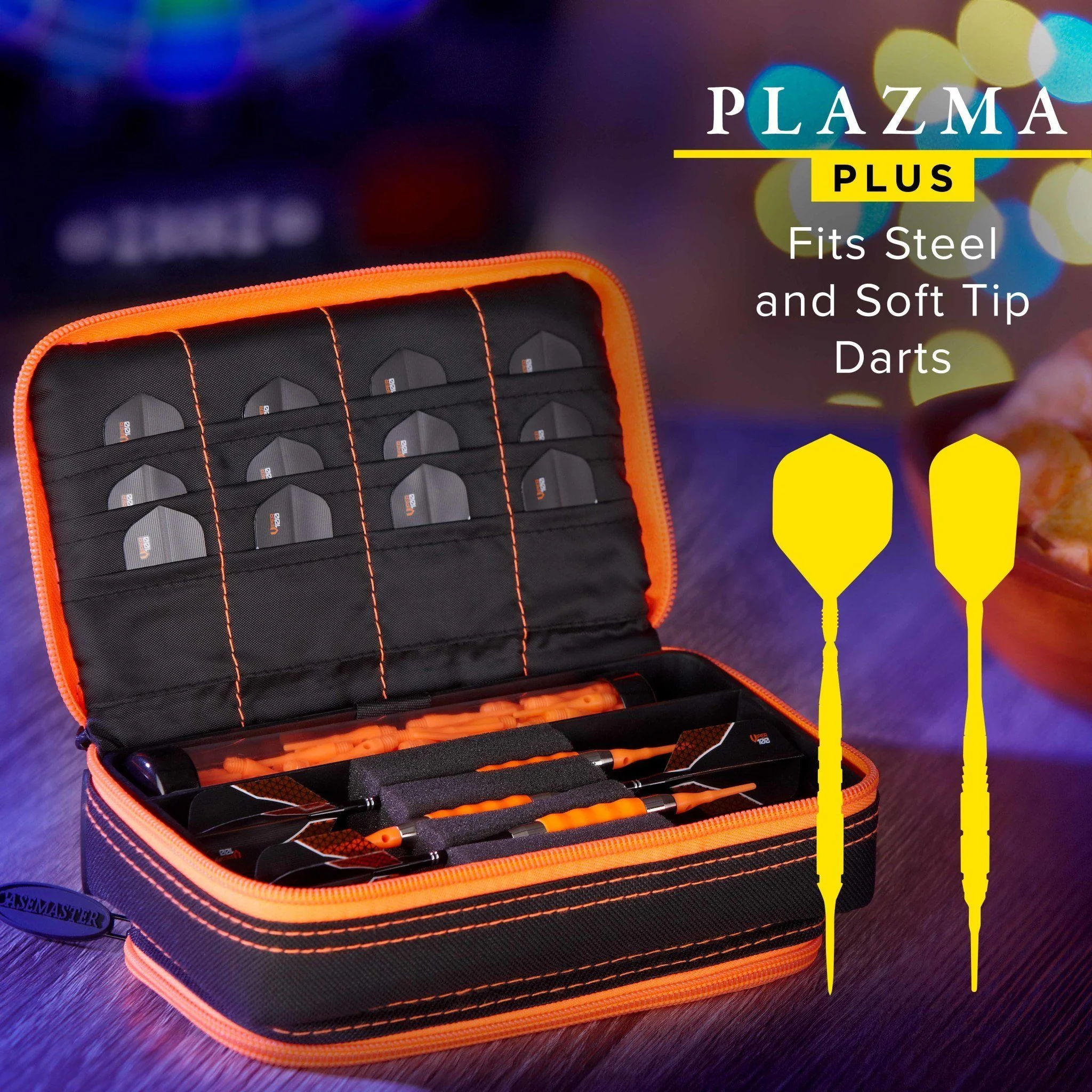 [OPEN BOX]  Casemaster Plazma Plus Dart Case Black with Orange Trim and Phone Pocket - Image 3
