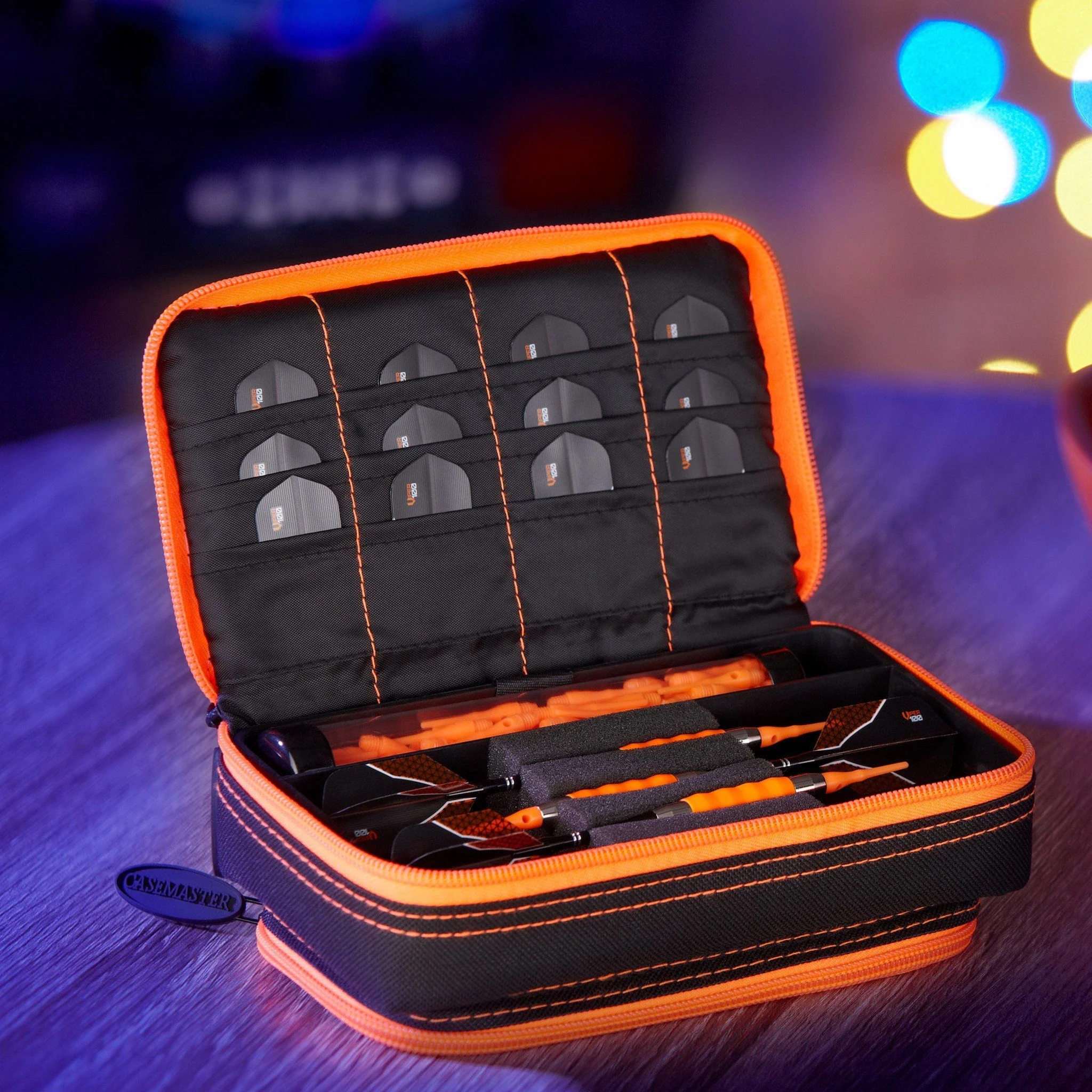 [OPEN BOX]  Casemaster Plazma Plus Dart Case Black with Orange Trim and Phone Pocket - Image 9