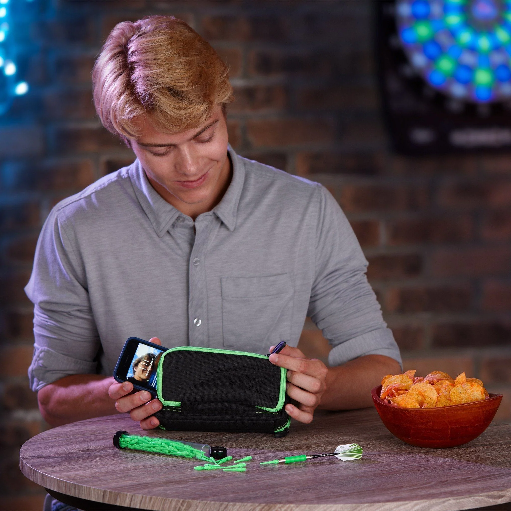 [OPEN BOX]  Casemaster Plazma Plus Dart Case Black with Green Trim and Phone Pocket - Image 11