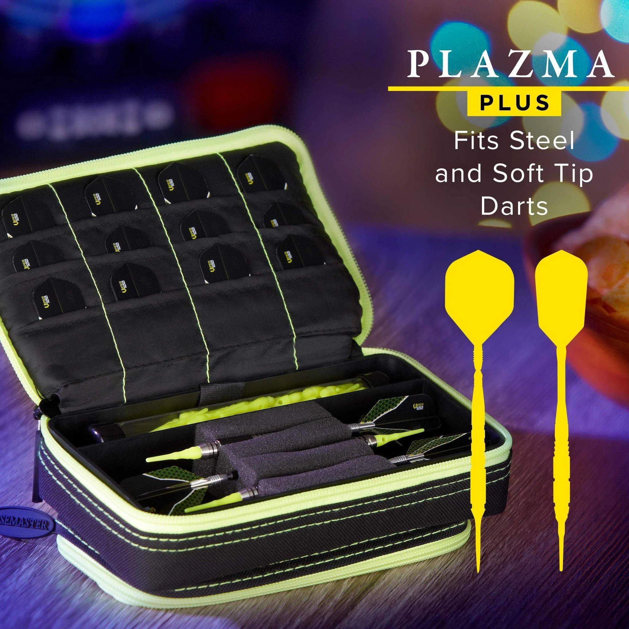 [OPEN BOX]  Casemaster Plazma Plus Dart Case Black with Yellow Trim and Phone Pocket - Image 3