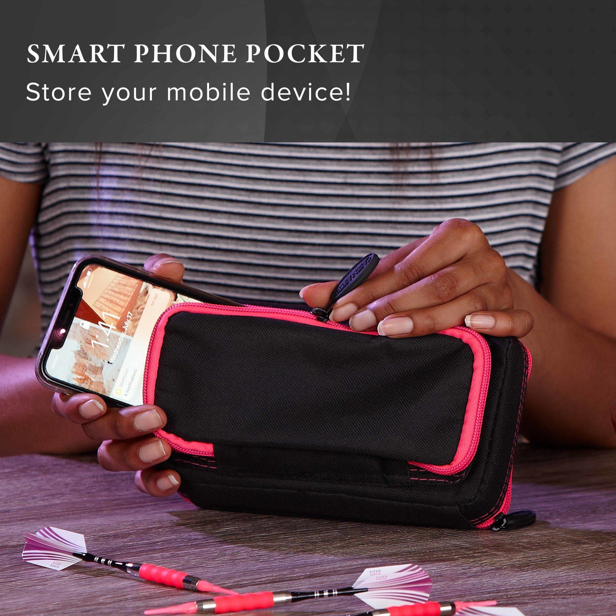 [OPEN BOX]  Casemaster Plazma Plus Dart Case Black with Pink Trim and Phone Pocket - Image 7