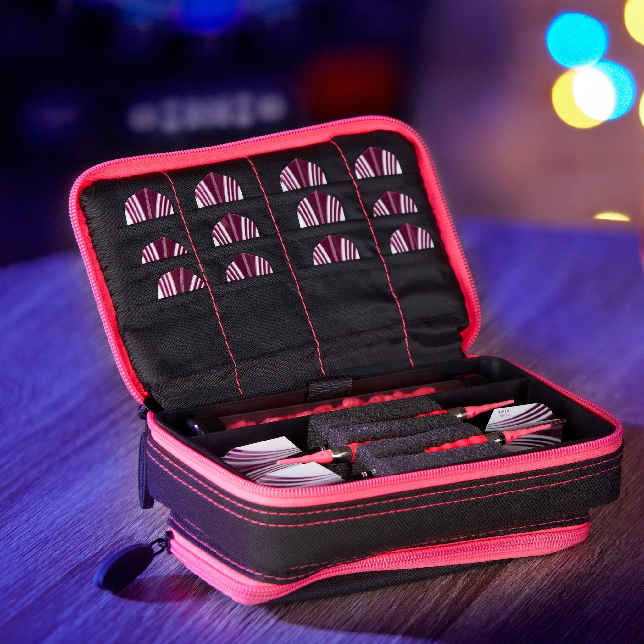 [OPEN BOX]  Casemaster Plazma Plus Dart Case Black with Pink Trim and Phone Pocket - Image 9