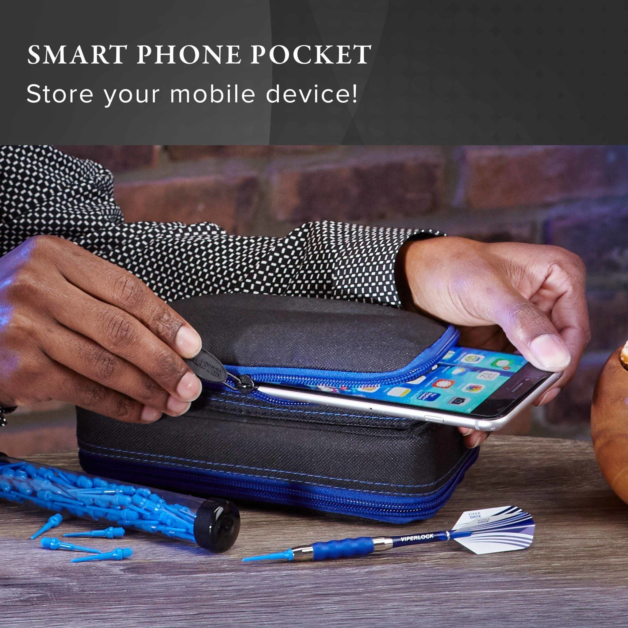 [OPEN BOX]  Casemaster Plazma Plus Dart Case Black with Sapphire Zipper and Phone Pocket - Image 7