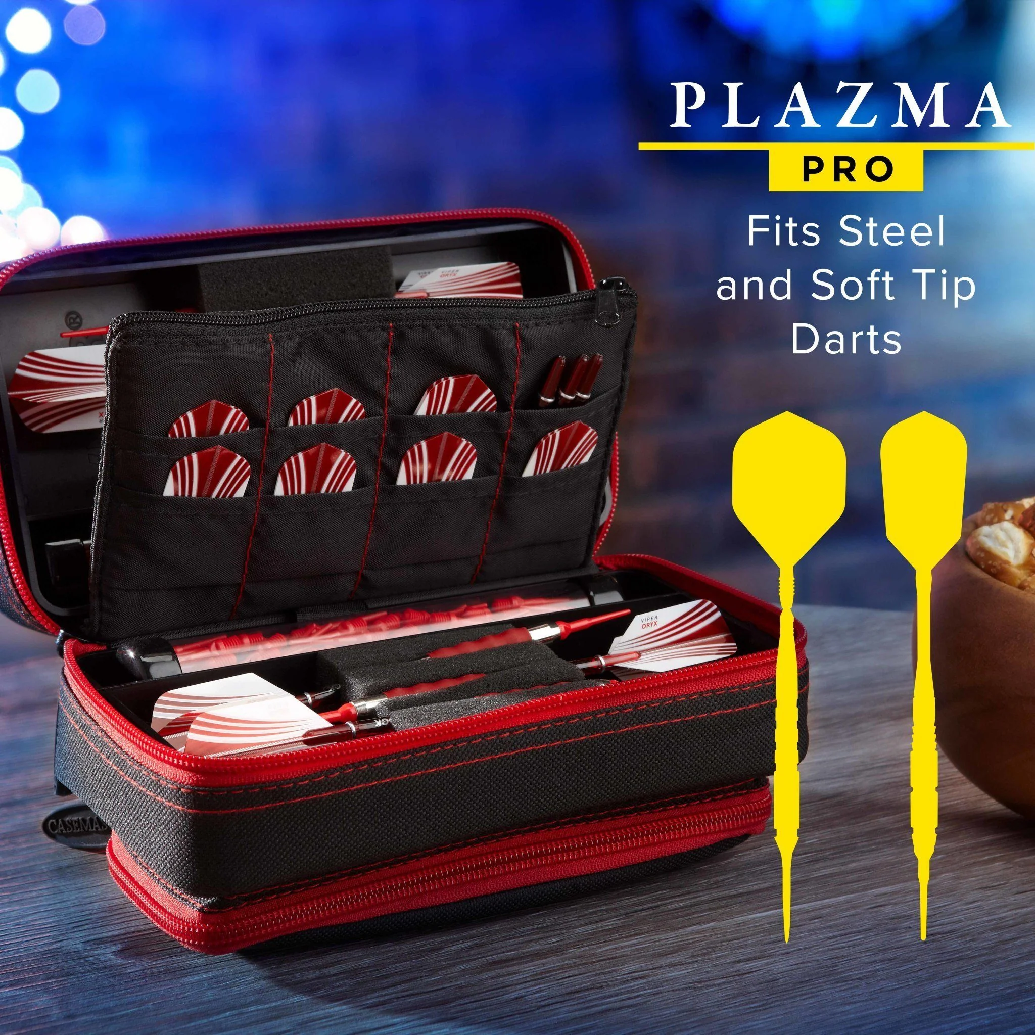 [OPEN BOX]  Casemaster Plazma Pro Dart Case Black with Ruby Zipper and Phone Pocket - Image 3