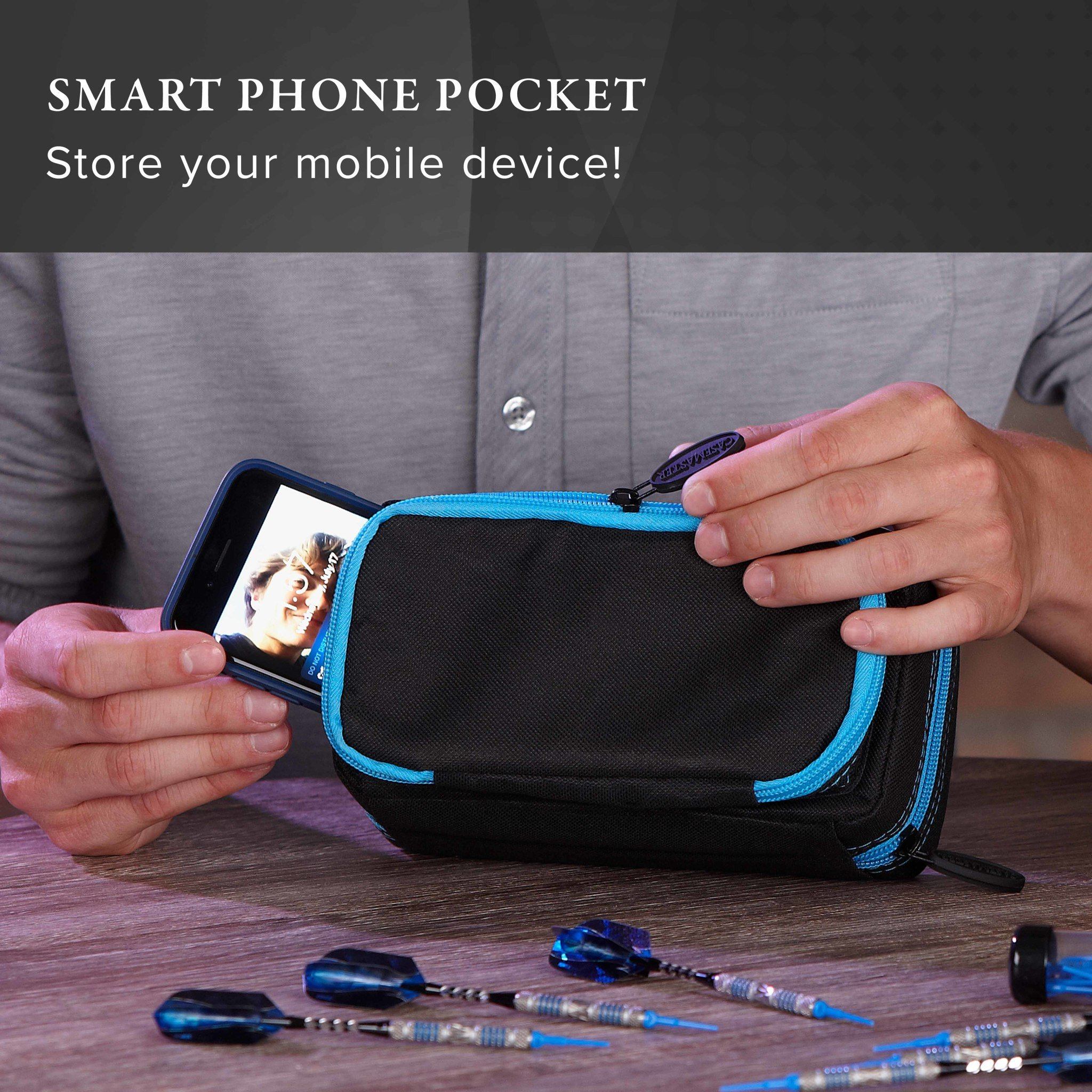 [OPEN BOX]  Casemaster Plazma Pro Dart Case Black with Blue Trim and Phone Pocket - Image 7