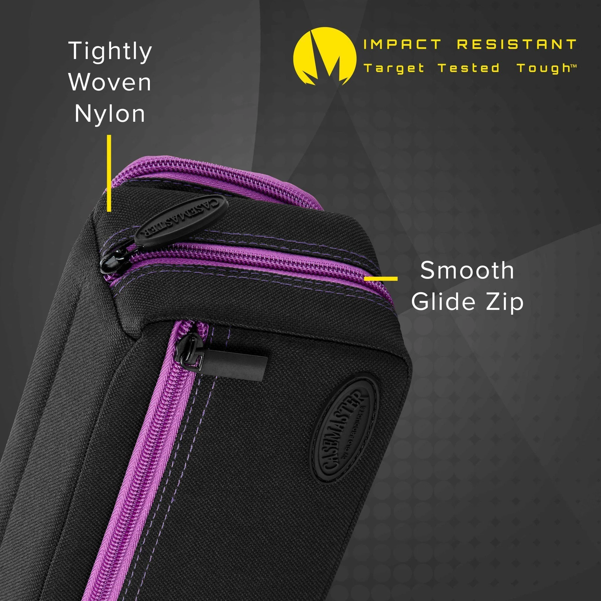 [OPEN BOX]  Casemaster Plazma Pro Dart Case Black with Amethyst Zipper and Phone Pocket - Image 5