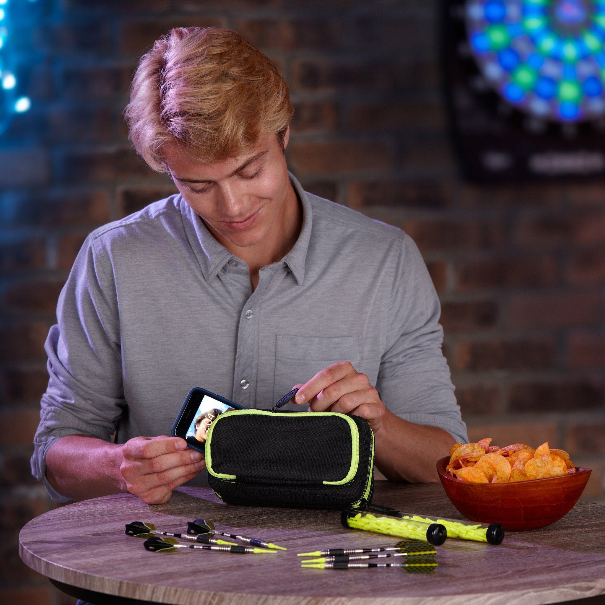[OPEN BOX]  Casemaster Plazma Pro Dart Case Black with Yellow Trim and Phone Pocket - Image 10