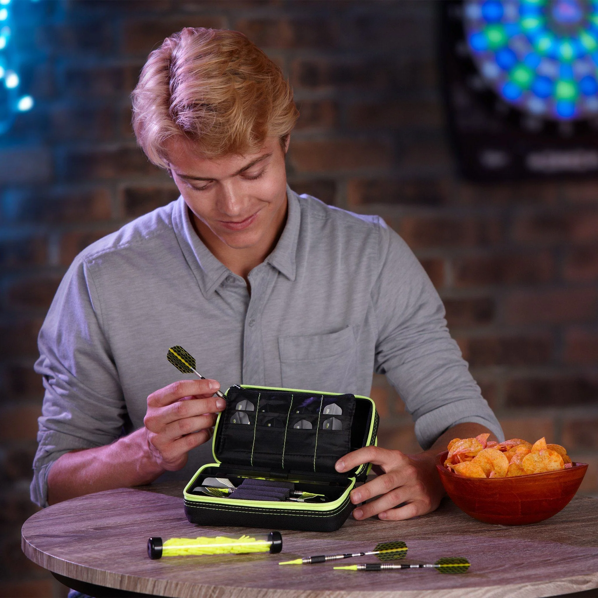 [OPEN BOX]  Casemaster Plazma Pro Dart Case Black with Yellow Trim and Phone Pocket - Image 11