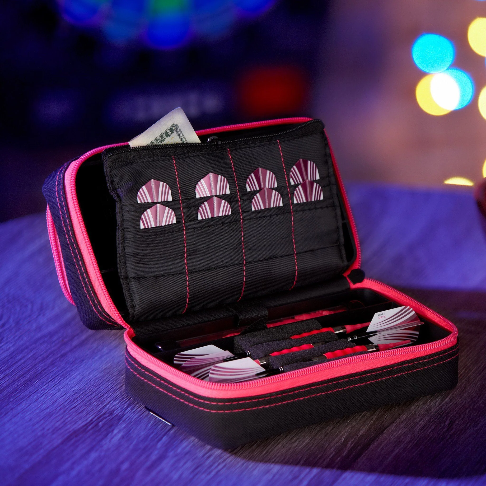 [OPEN BOX]  Casemaster Plazma Pro Dart Case Black with Pink Trim and Phone Pocket - Image 9