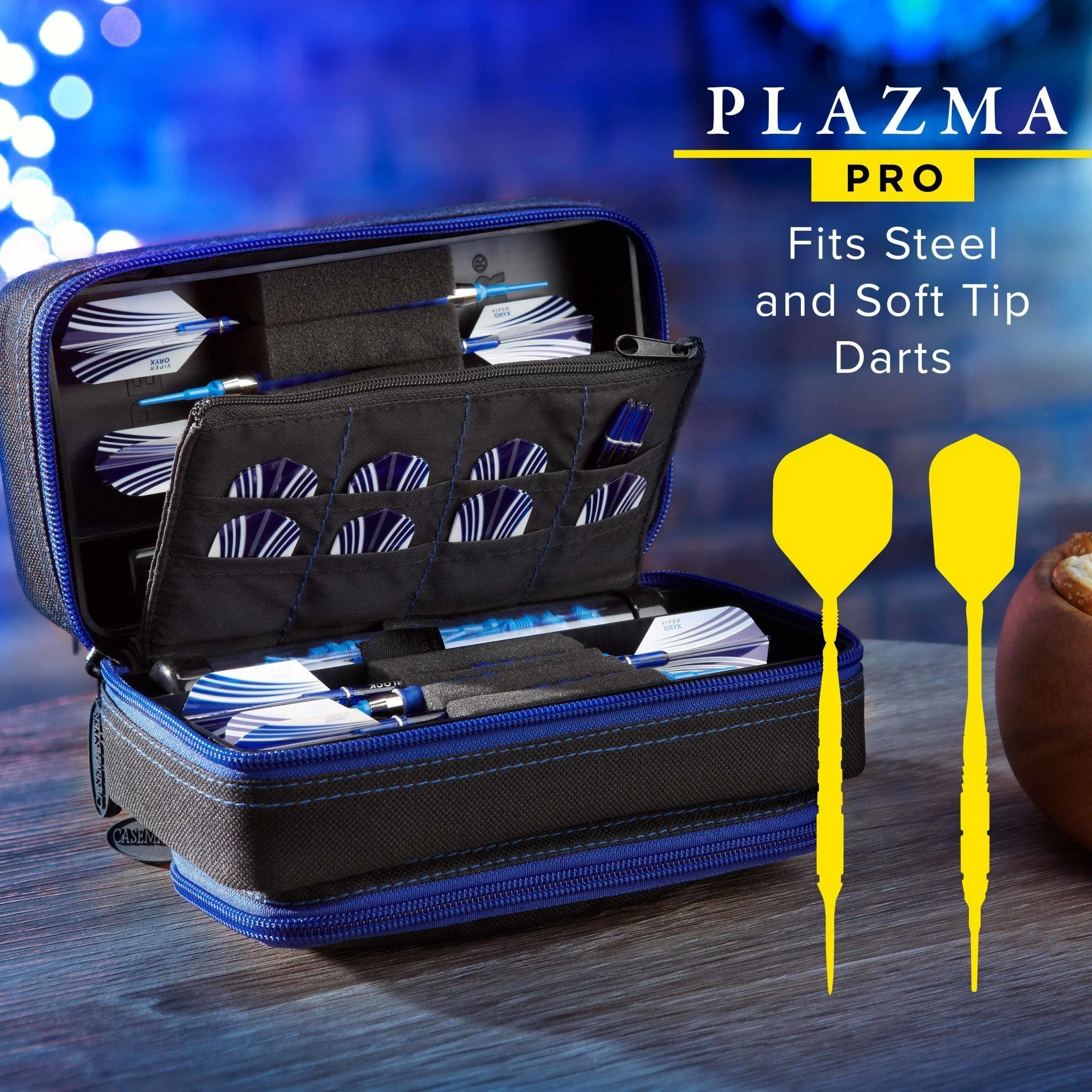 [OPEN BOX]  Casemaster Plazma Pro Dart Case Black with Sapphire Zipper and Phone Pocket - Image 3