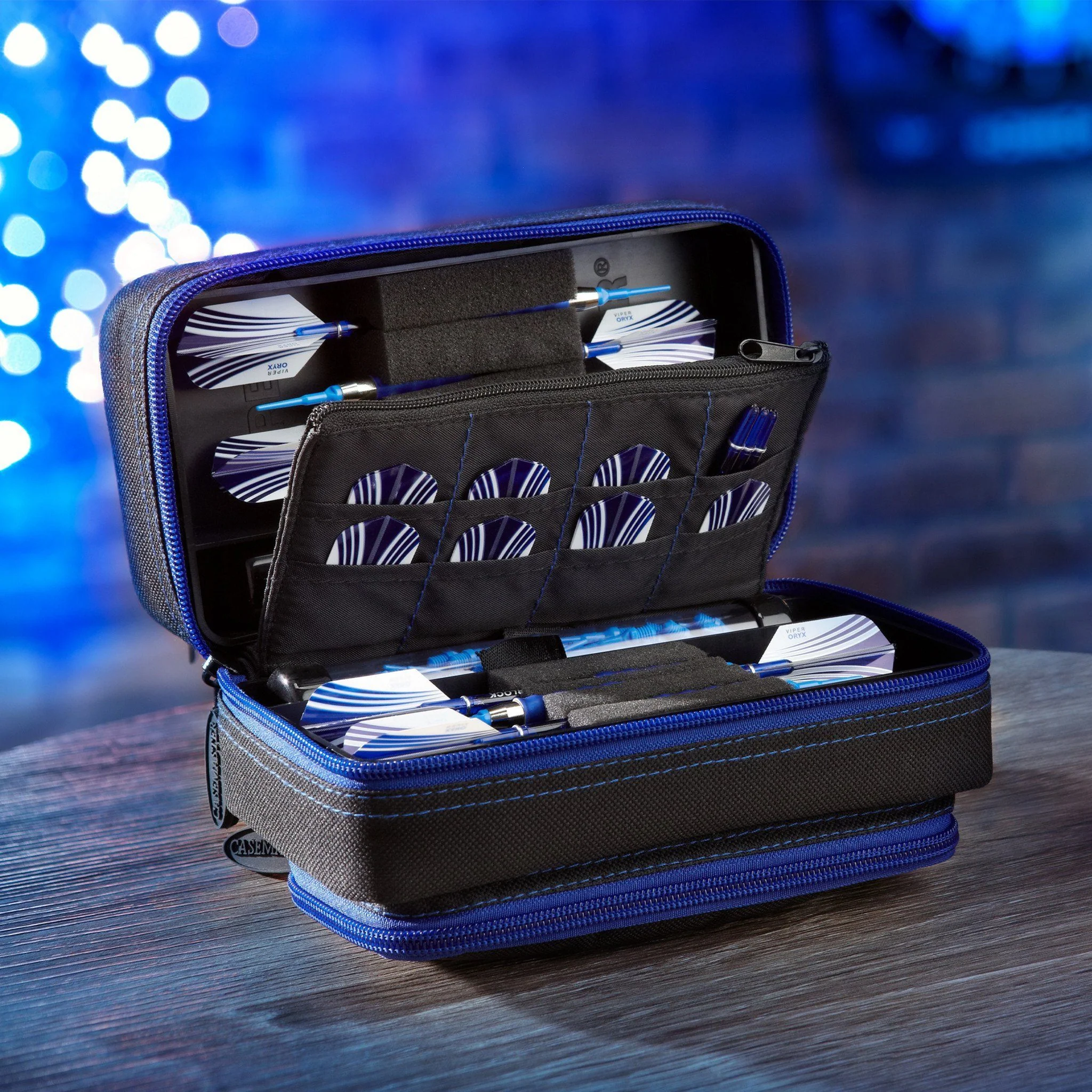 [OPEN BOX]  Casemaster Plazma Pro Dart Case Black with Sapphire Zipper and Phone Pocket - Image 9