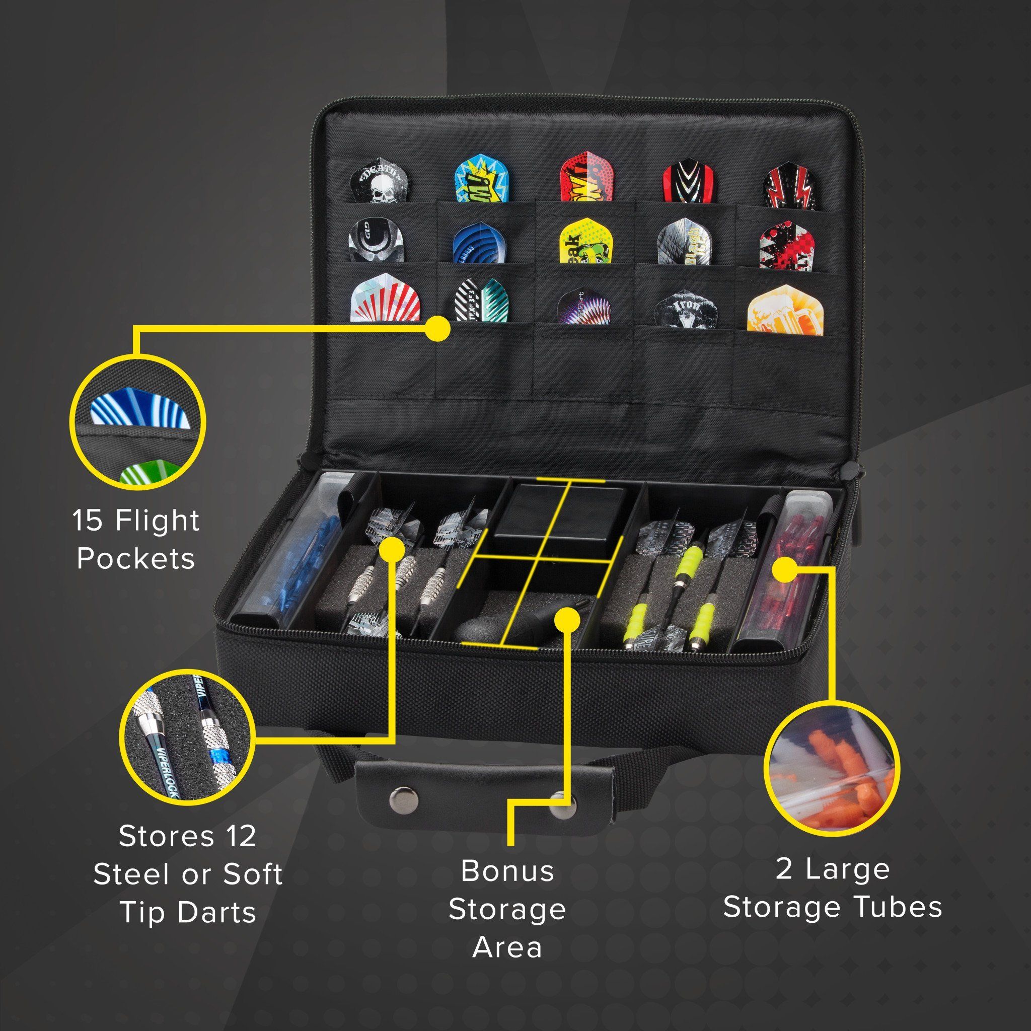 [OPEN BOX]  Casemaster Classic Black Nylon Dart Case - Image 6