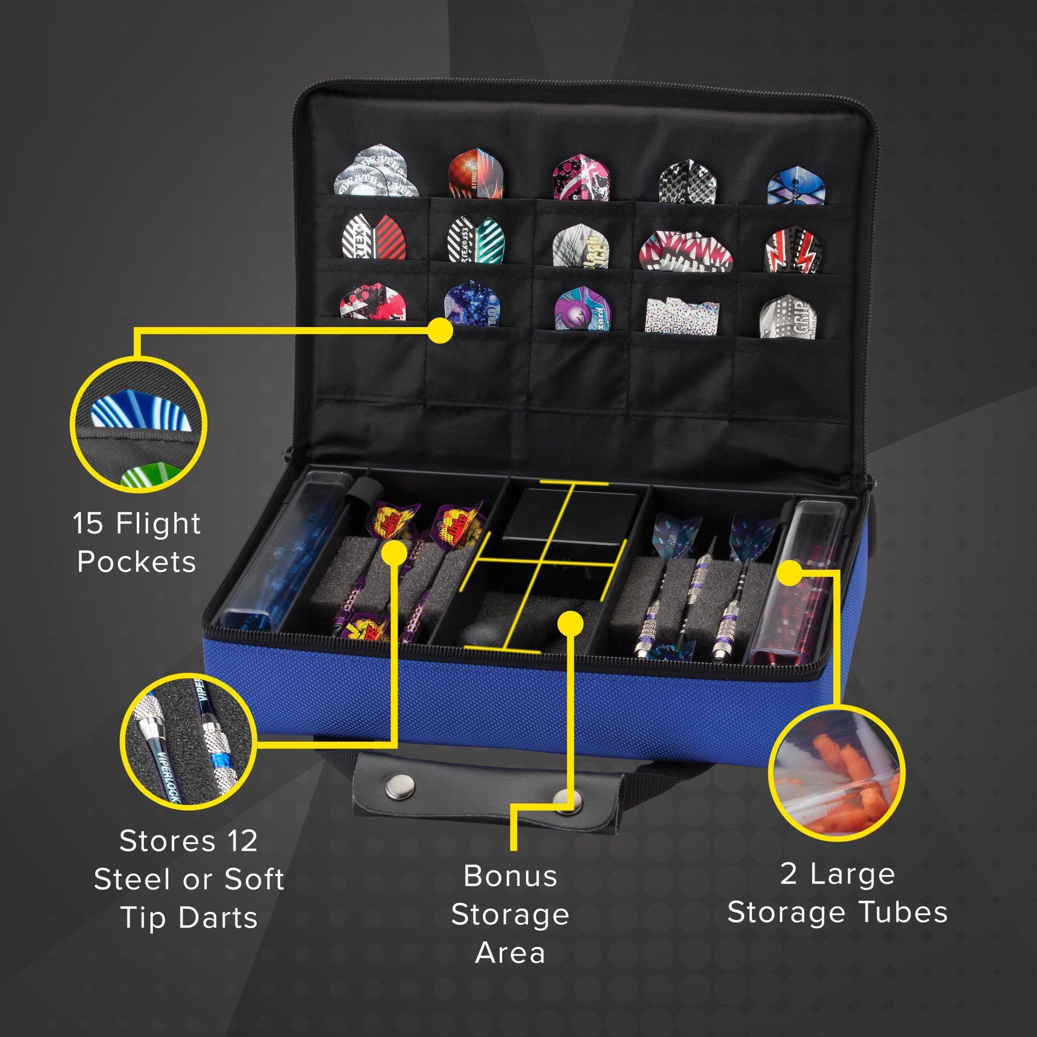 [OPEN BOX]  Casemaster Classic Blue Nylon Dart Case - Image 6