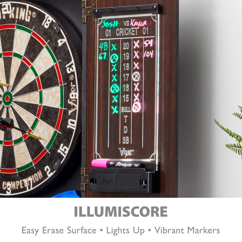 [OPEN BOX]  Viper Vault Deluxe Dartboard Cabinet with Shot King Sisal Dartboard and Illumiscore Scoreboard - Image 3