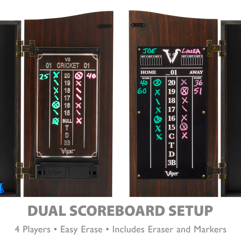[OPEN BOX]  Viper Vault Deluxe Dartboard Cabinet with Shot King Sisal Dartboard and Illumiscore Scoreboard - Image 5