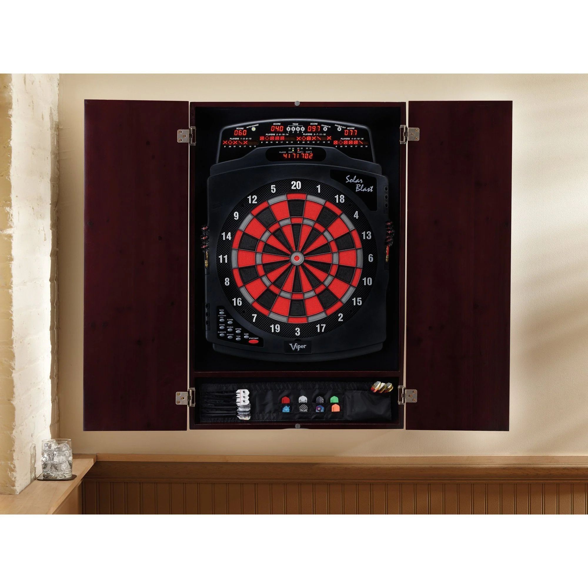 [OPEN BOX]  Viper Metropolitan Mahogany Soft Tip Dartboard Cabinet - Image 3
